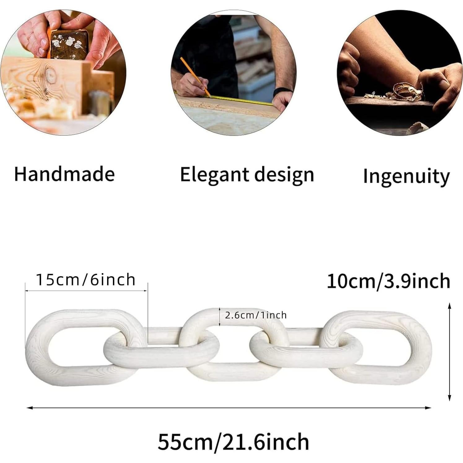 Cadena Decorativa de Madera Linsuo 139.4 cm Blanca