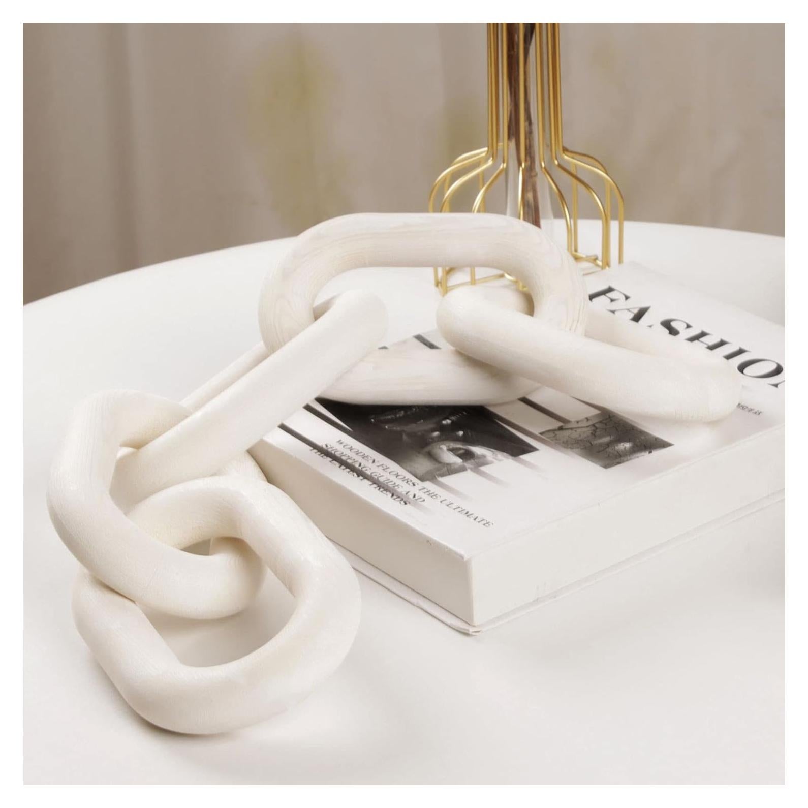 Cadena Decorativa de Madera HMASYO 56 cm Blanca 5 Eslabones