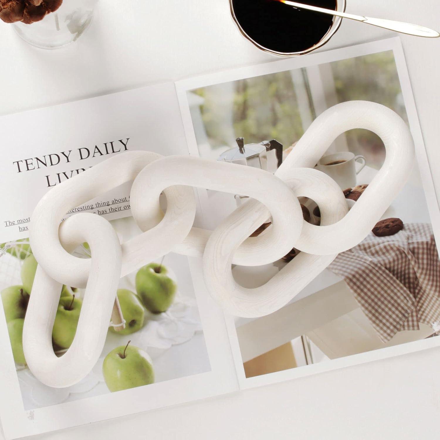 Cadena Decorativa de Madera HMASYO 56 cm Blanca 5 Eslabones