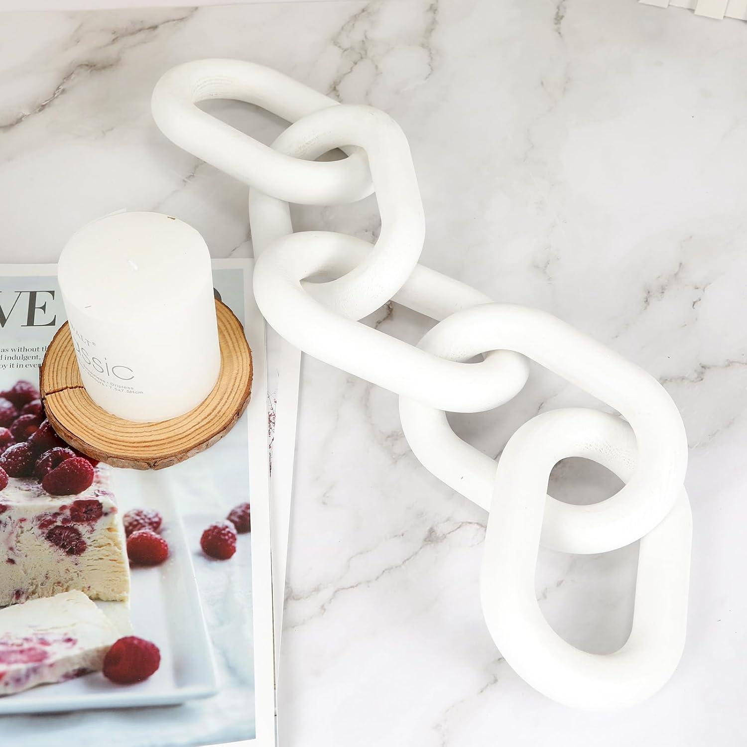 Cadena Decorativa de Madera HMASYO 56 cm Blanca 5 Eslabones