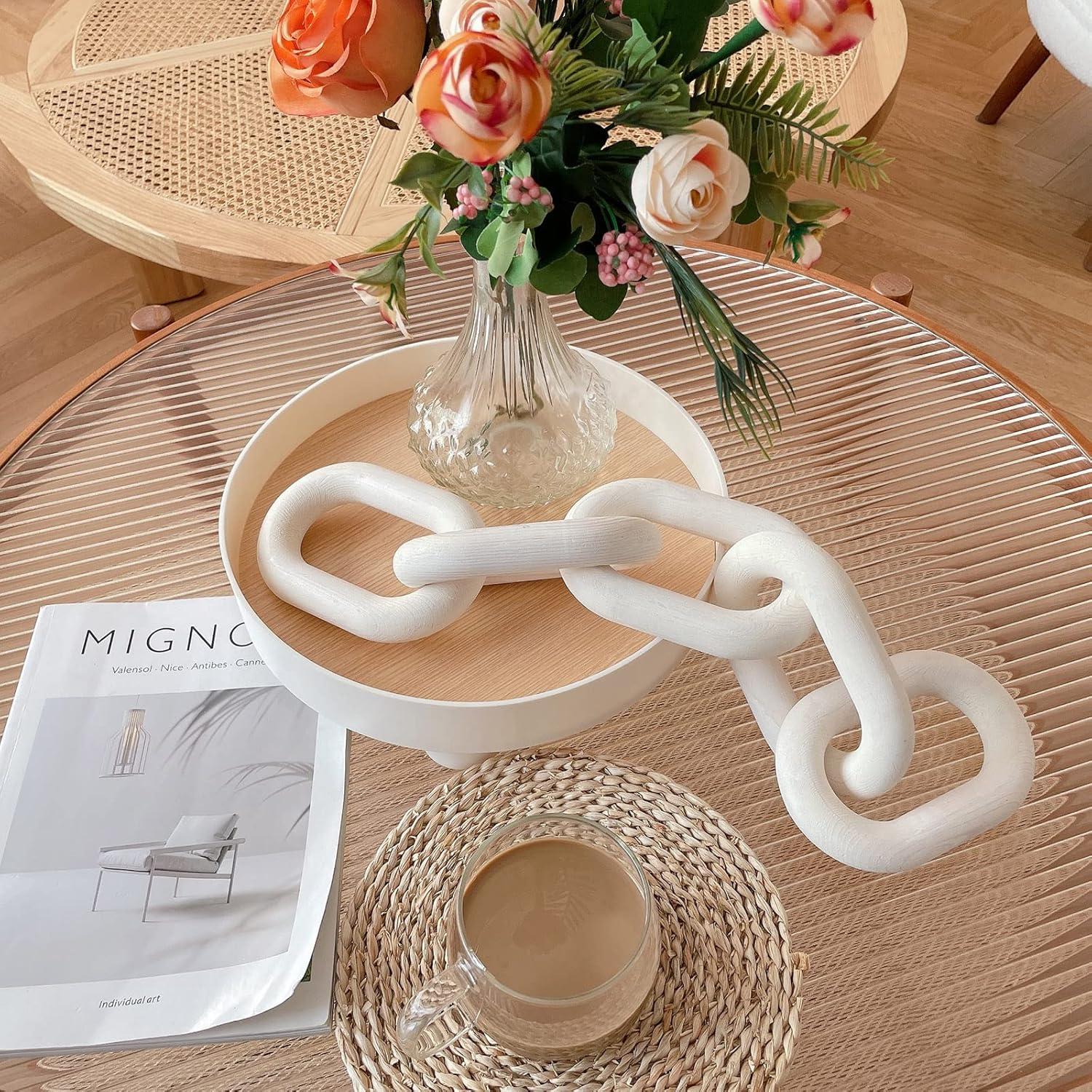 Cadena Decorativa de Madera HMASYO 56 cm Blanca 5 Eslabones