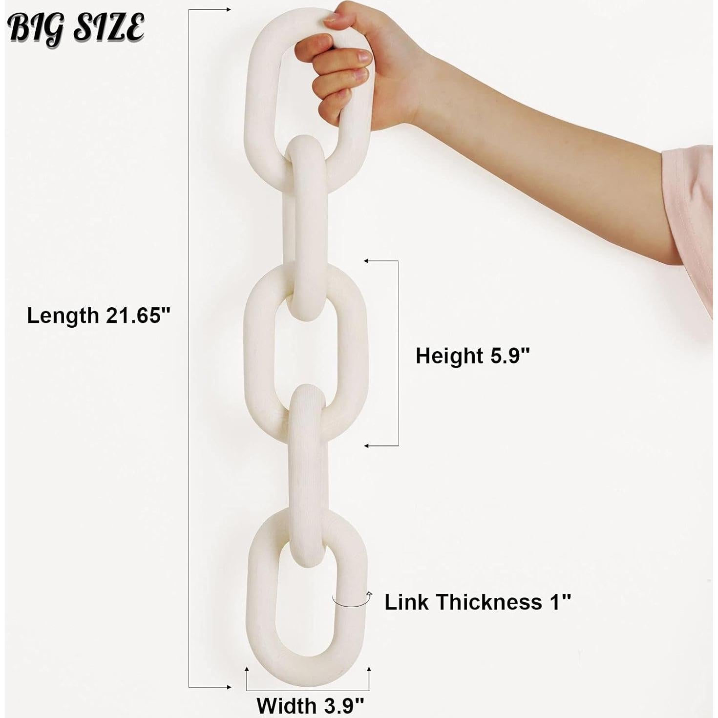 Cadena Decorativa de Madera HMASYO 56 cm Blanca 5 Eslabones