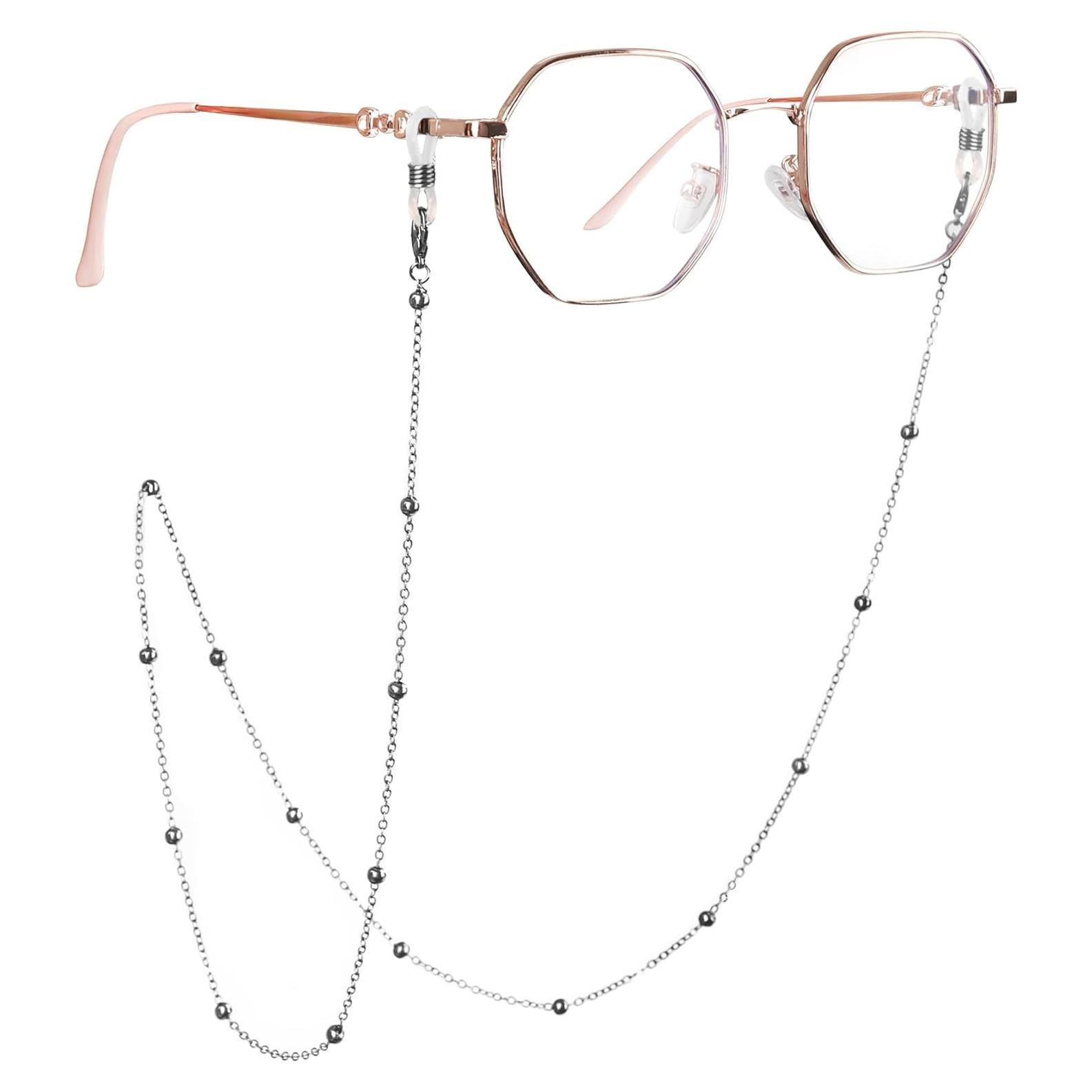 Cadena para Gafas de Mujer - Cadena de Oro Simple con Cuentas