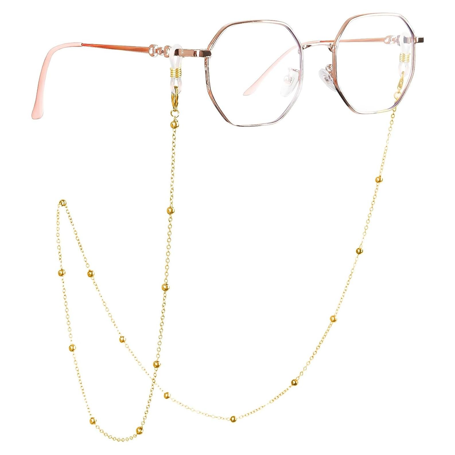 Cadena para Gafas de Mujer Oro con Cuentas Decorativas