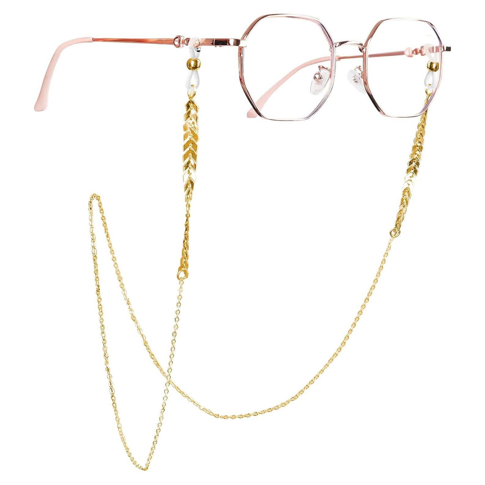 Cadena para Gafas de Mujer - Cadena de Oro con Cuentas