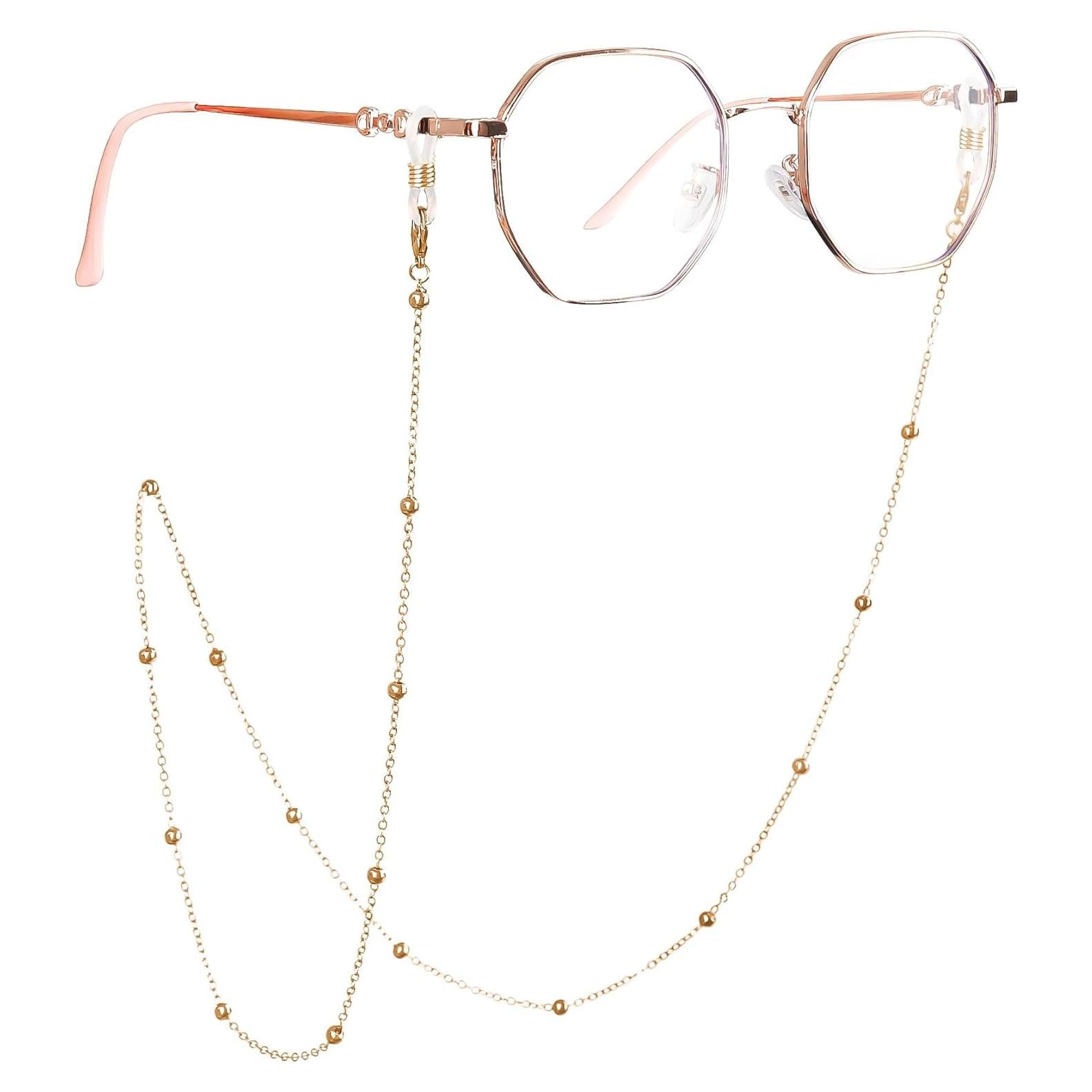 Cadena para Gafas de Mujer Oro Dorado con Cuentas