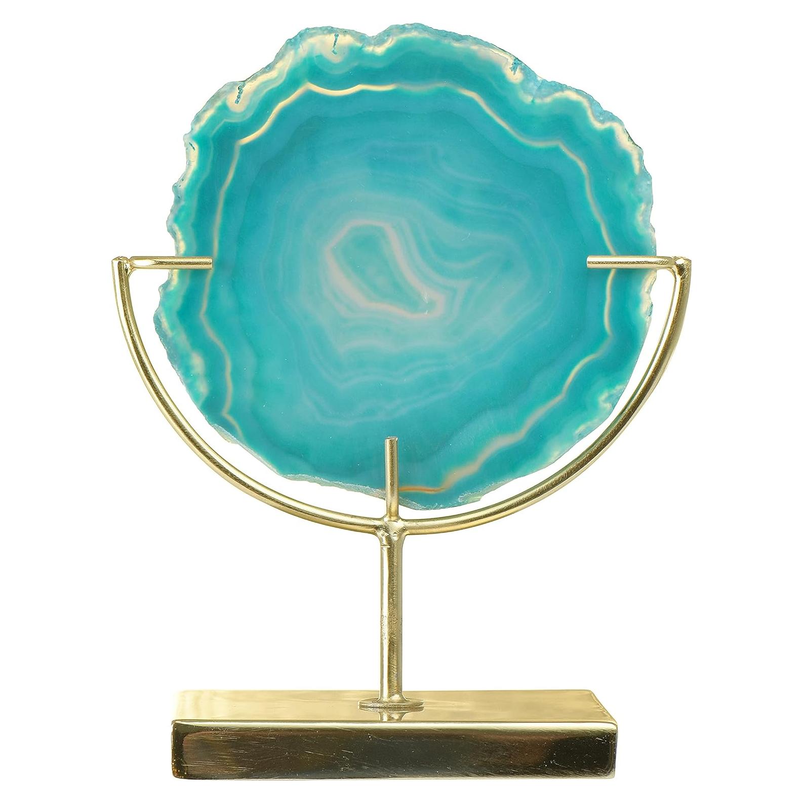 Rebanada Decorativa de Ágata Turquesa Main + Mesa 10x18cm