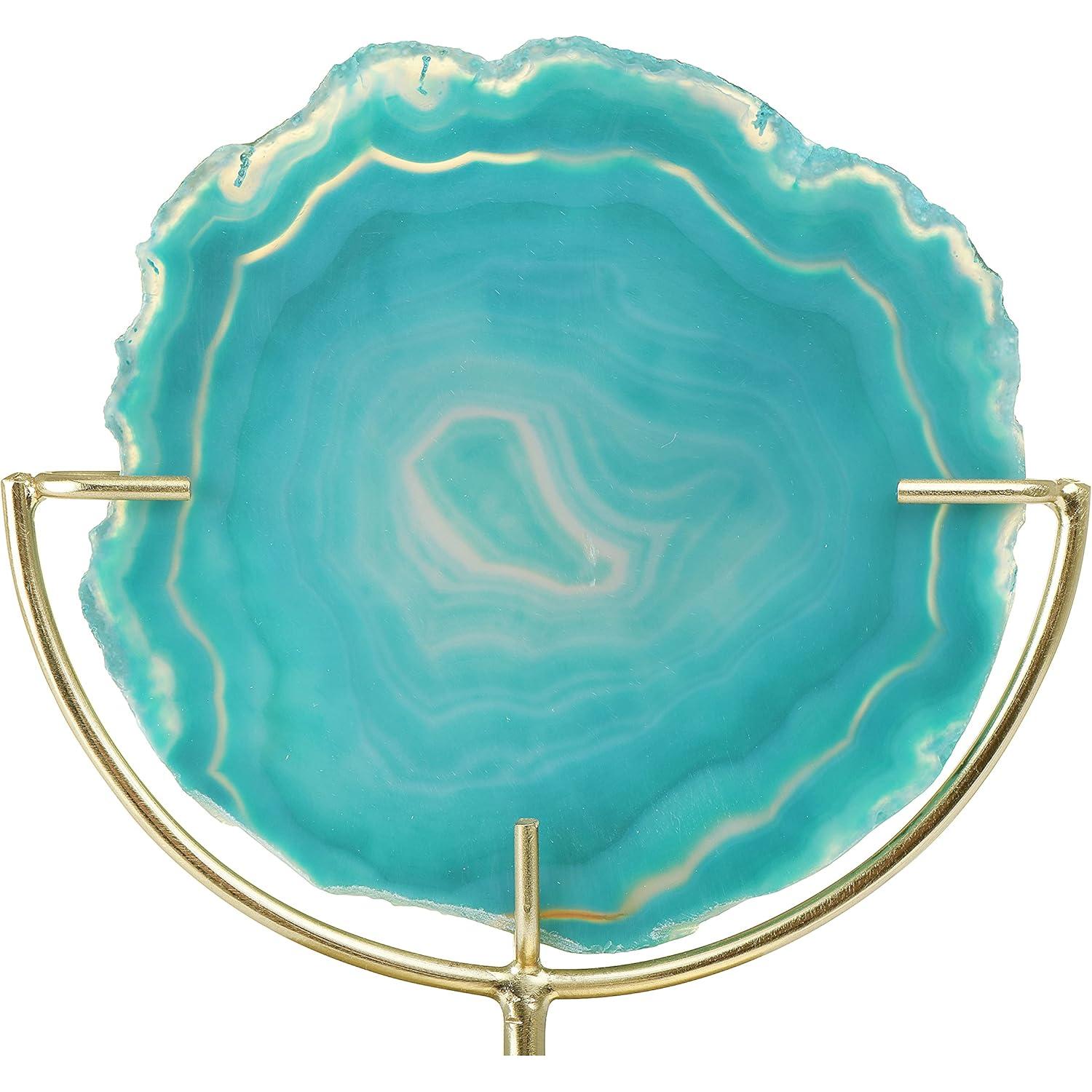 Rebanada Decorativa de Ágata Turquesa Main + Mesa 10x18cm