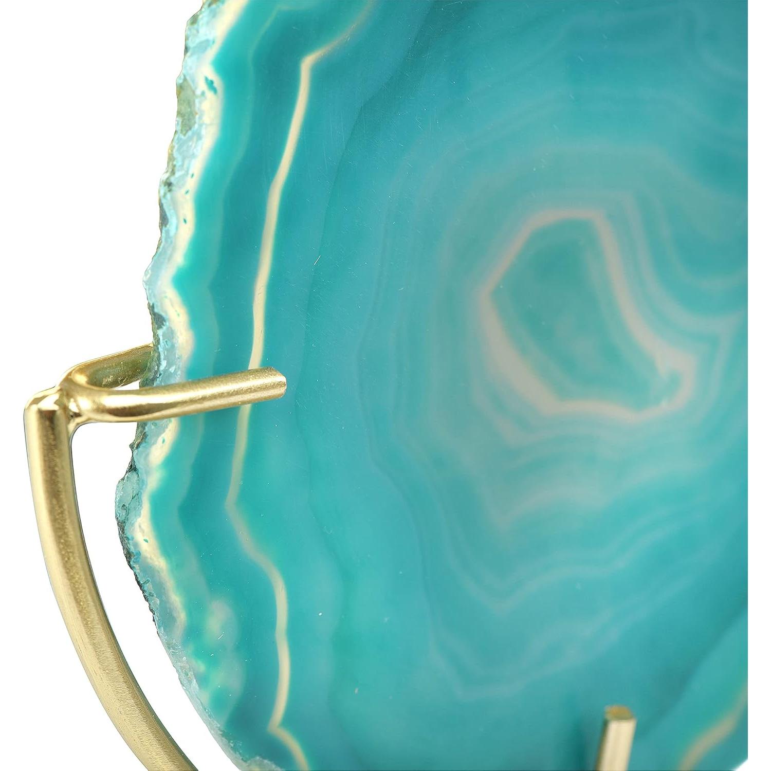 Rebanada Decorativa de Ágata Turquesa Main + Mesa 10x18cm