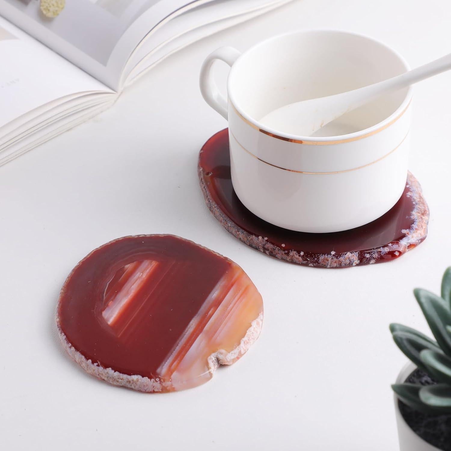 Juego de 2 Posavasos de Ágata Natural dssmboom 80-100 mm