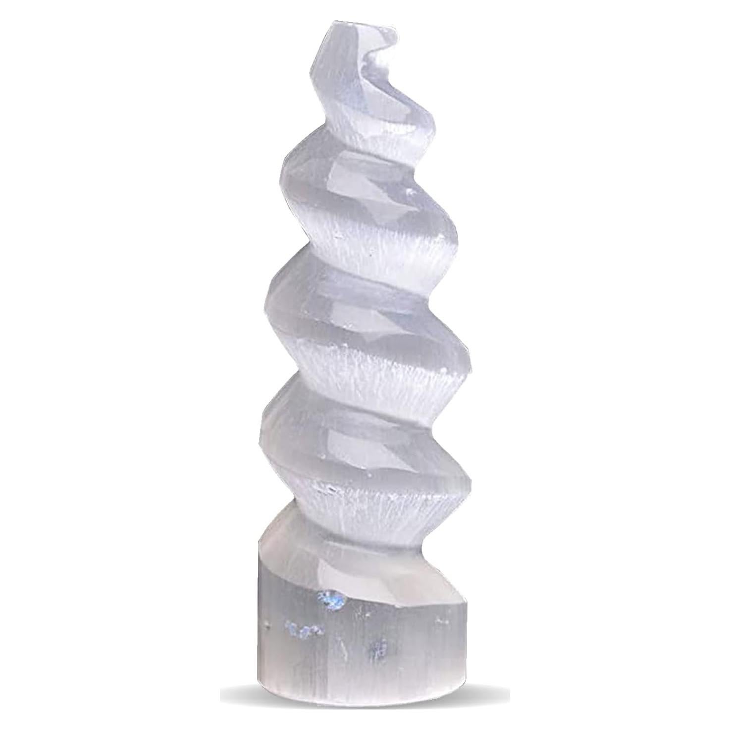 Torre Espiral de Cristal de Selenita NORTHLANDZ 15cm - Sanación y Decoración
