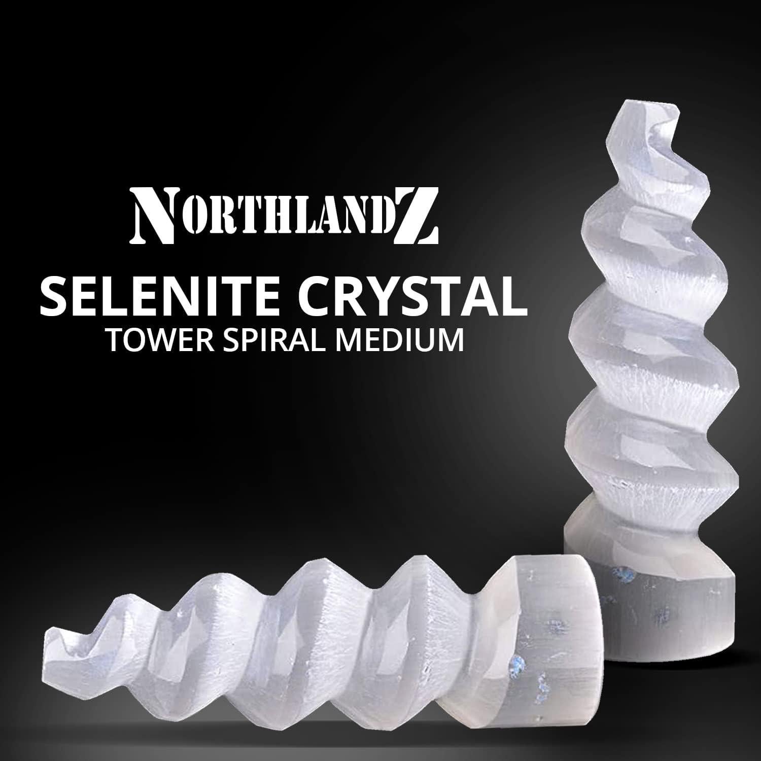 Torre Espiral de Cristal de Selenita NORTHLANDZ 15cm - Sanación y Decoración