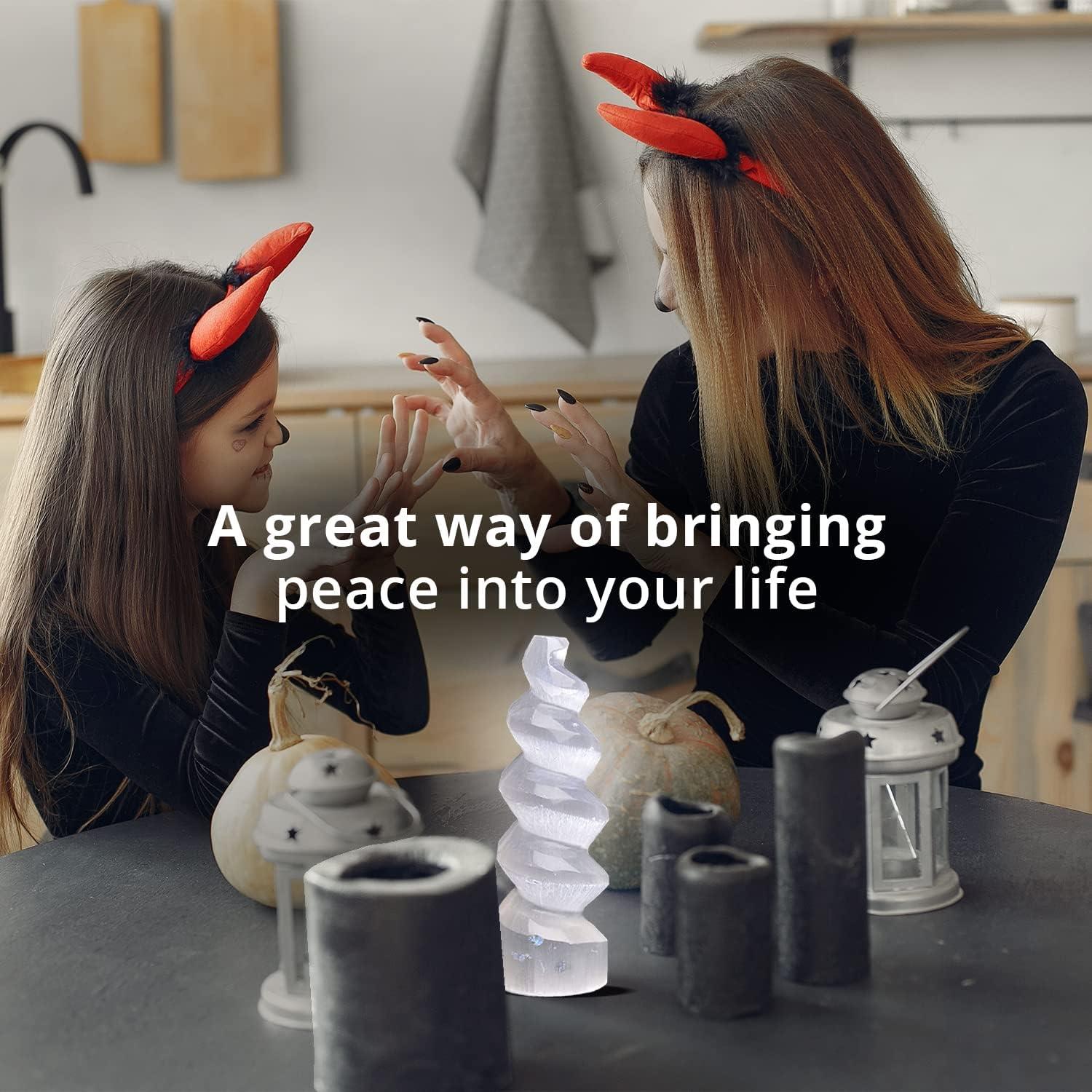 Torre Espiral de Cristal de Selenita NORTHLANDZ 15cm - Sanación y Decoración