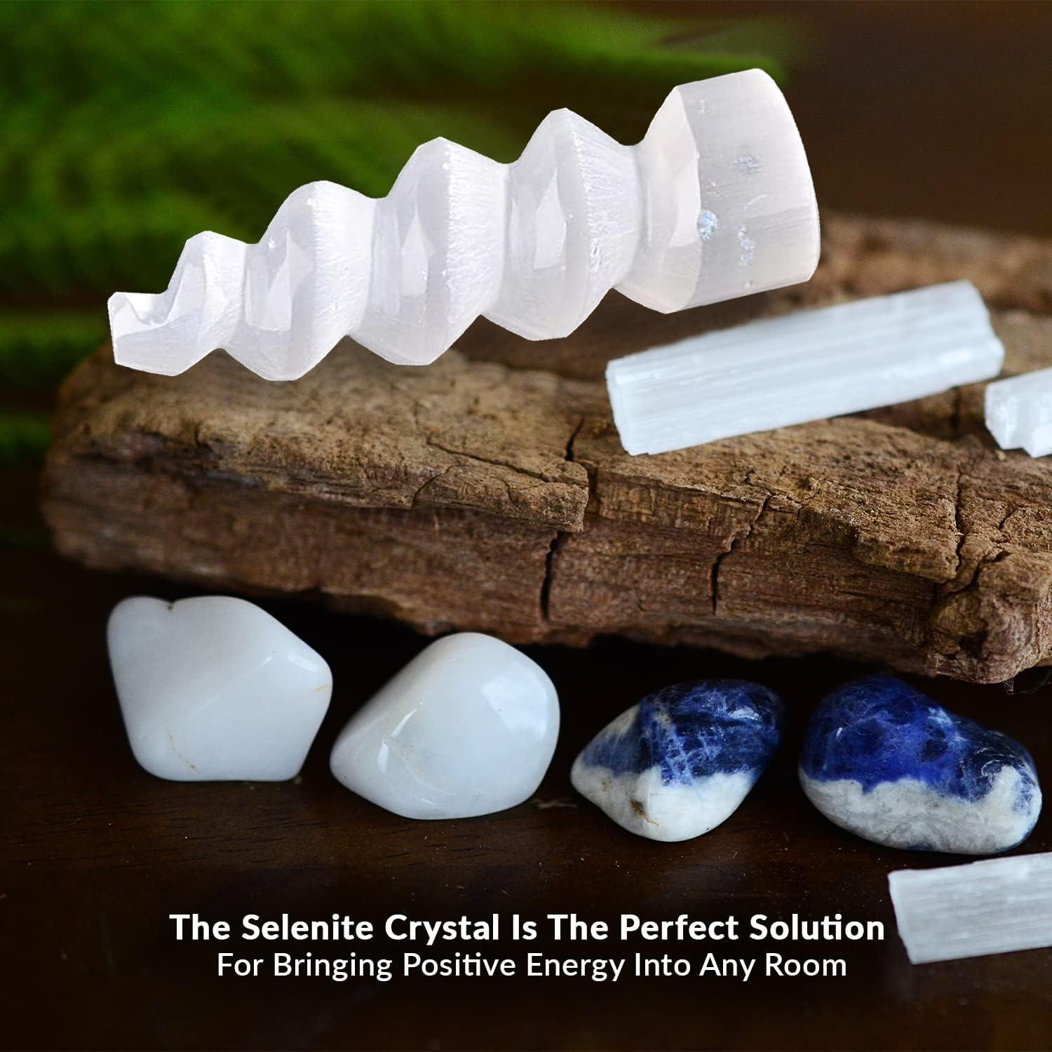 Torre Espiral de Cristal de Selenita NORTHLANDZ 15cm - Sanación y Decoración