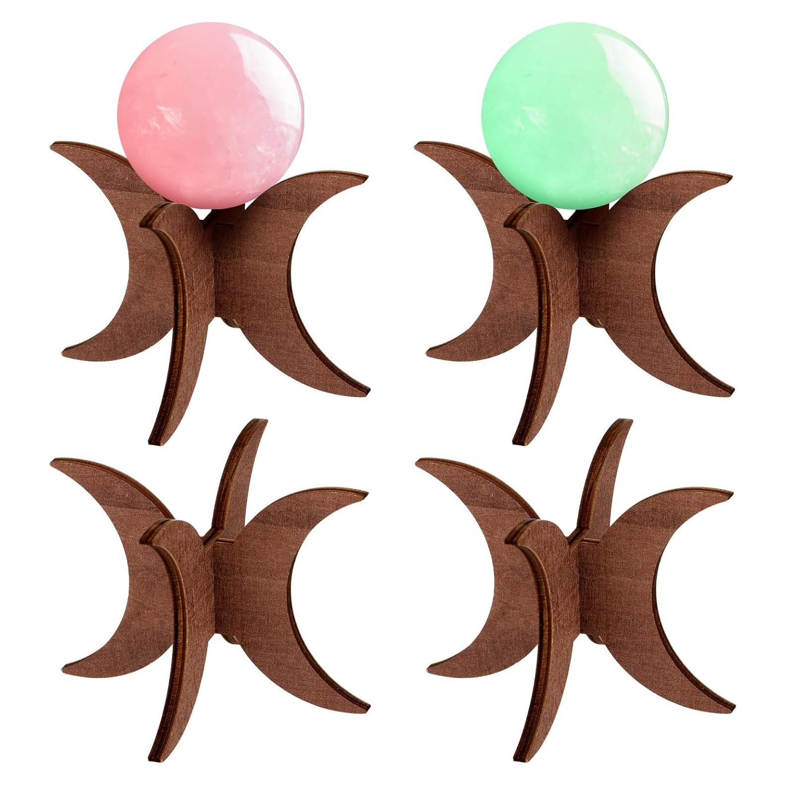 Juego de 4 Soportes de Esfera de Madera Nogal 10.16x7.62cm