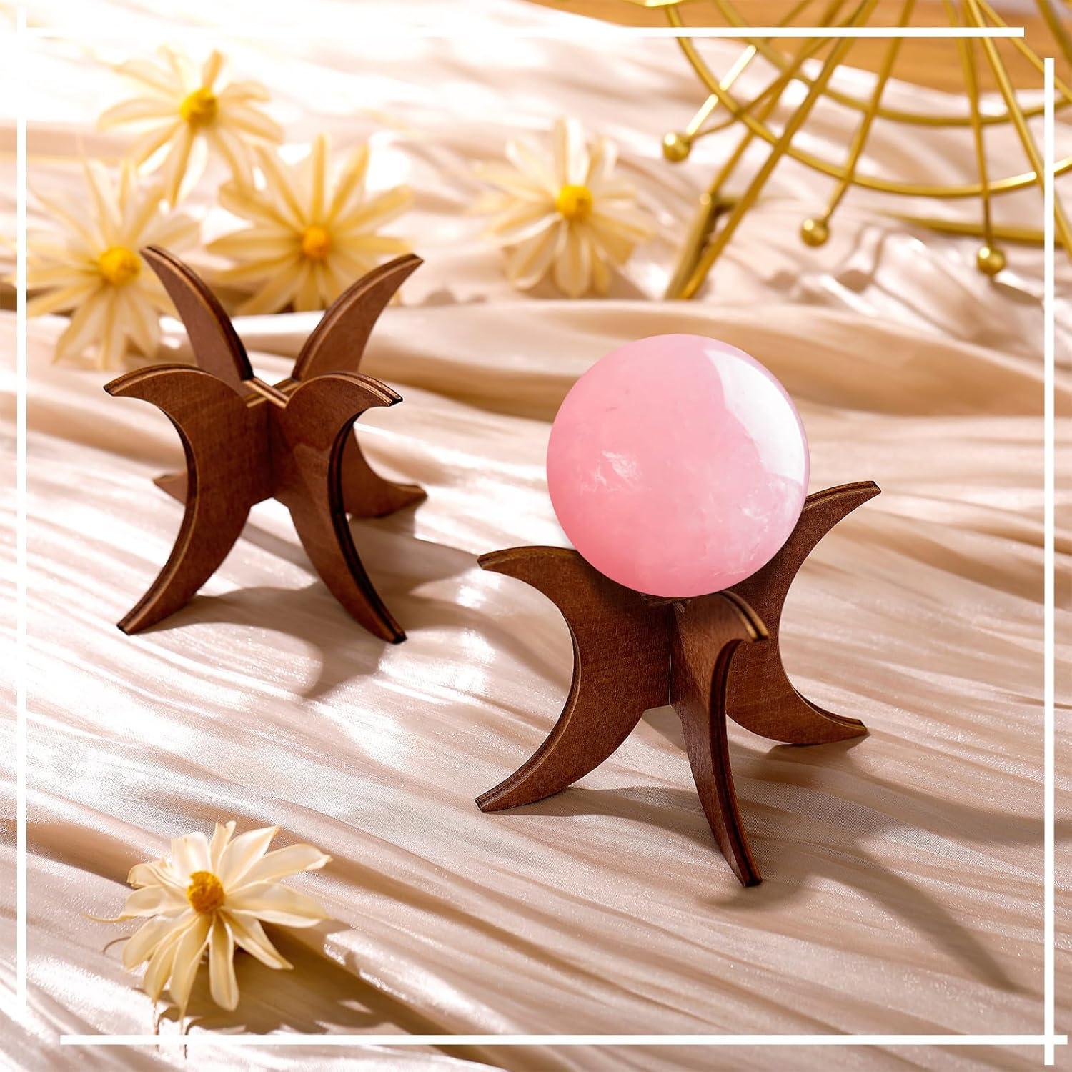 Juego de 4 Soportes de Esfera de Madera Nogal 10.16x7.62cm