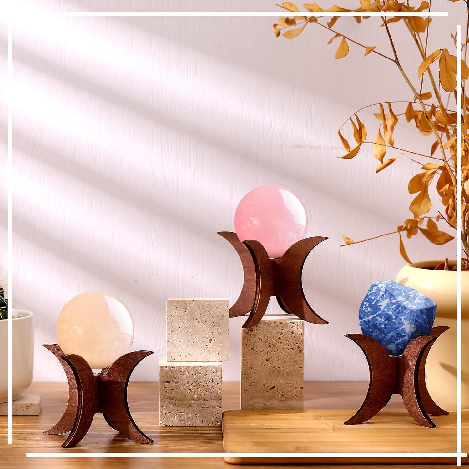 Juego de 4 Soportes de Esfera de Madera Nogal 10.16x7.62cm