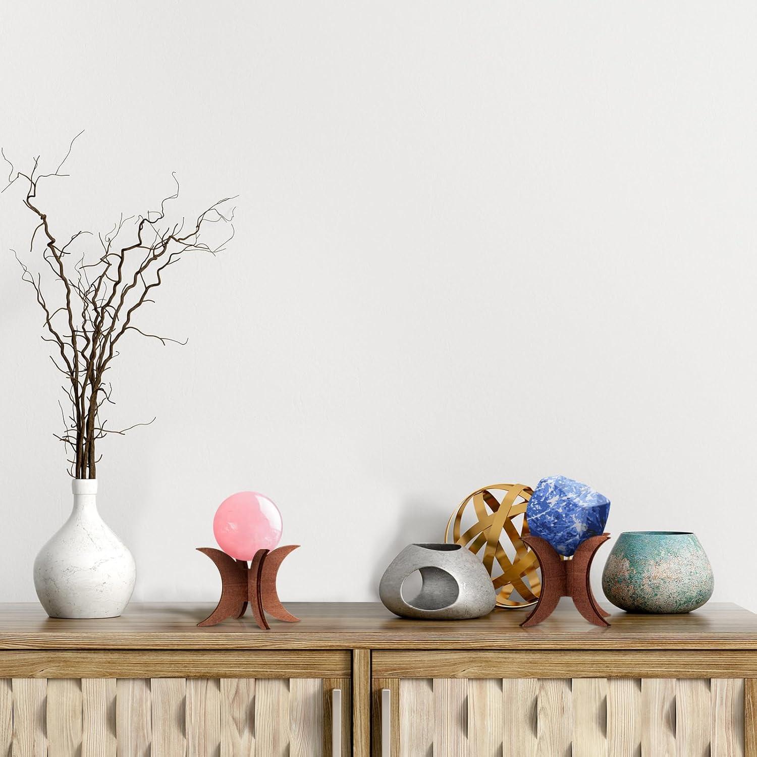 Juego de 4 Soportes de Esfera de Madera Nogal 10.16x7.62cm