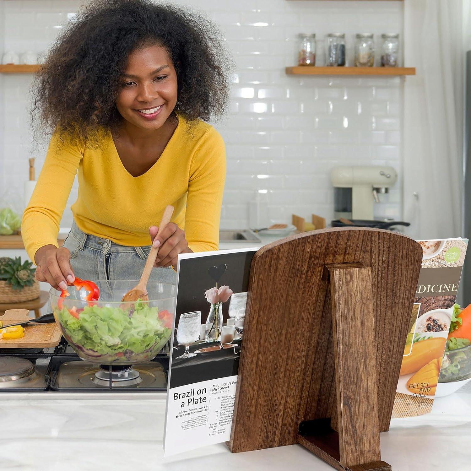 Soporte para Recetarios de Madera Haotao con Ángulo Ajustable
