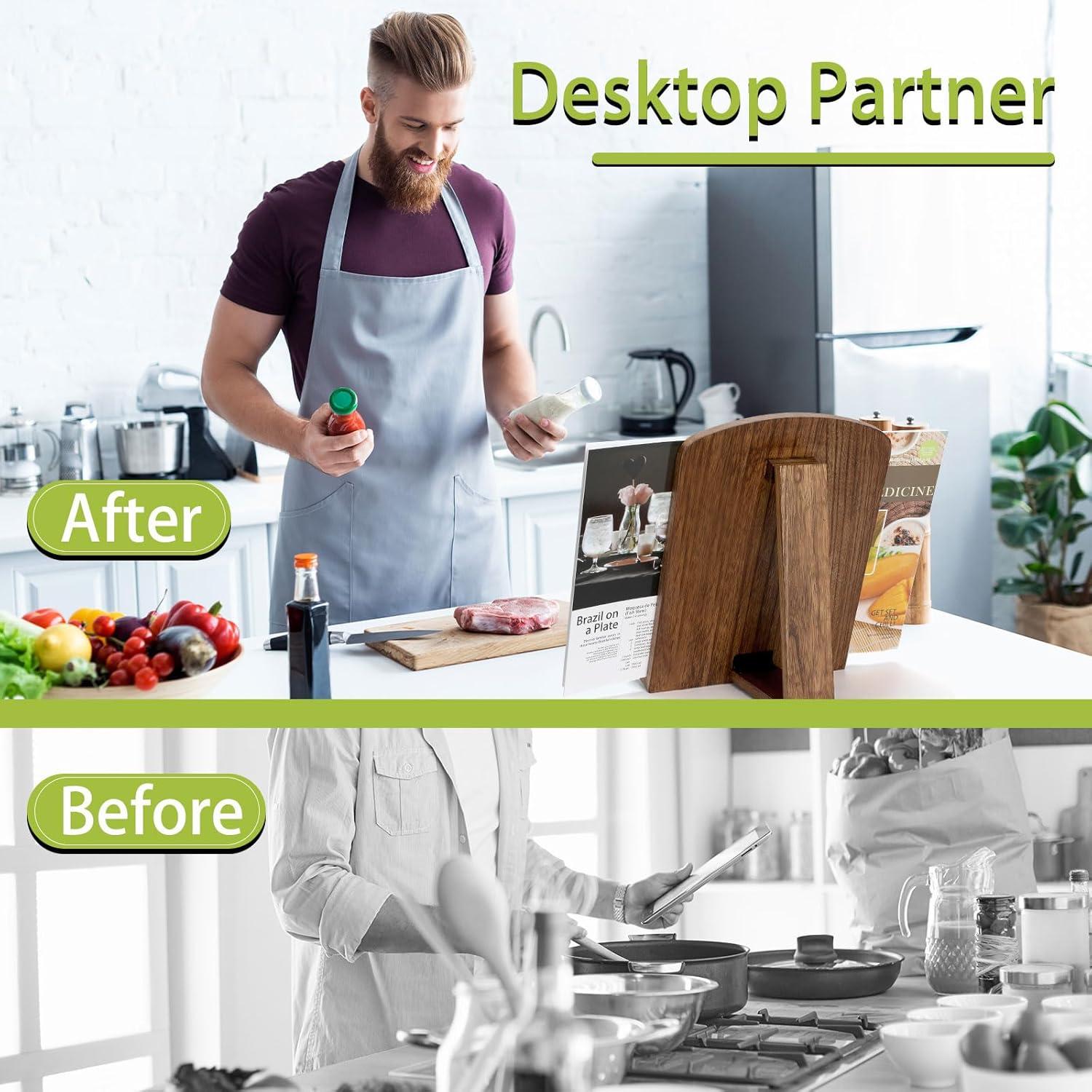 Soporte para Recetarios de Madera Haotao con Ángulo Ajustable