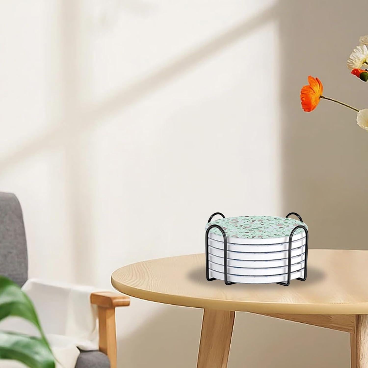 Soporte de Metal Coshar para 12 Posavasos Cuadrados y Redondos