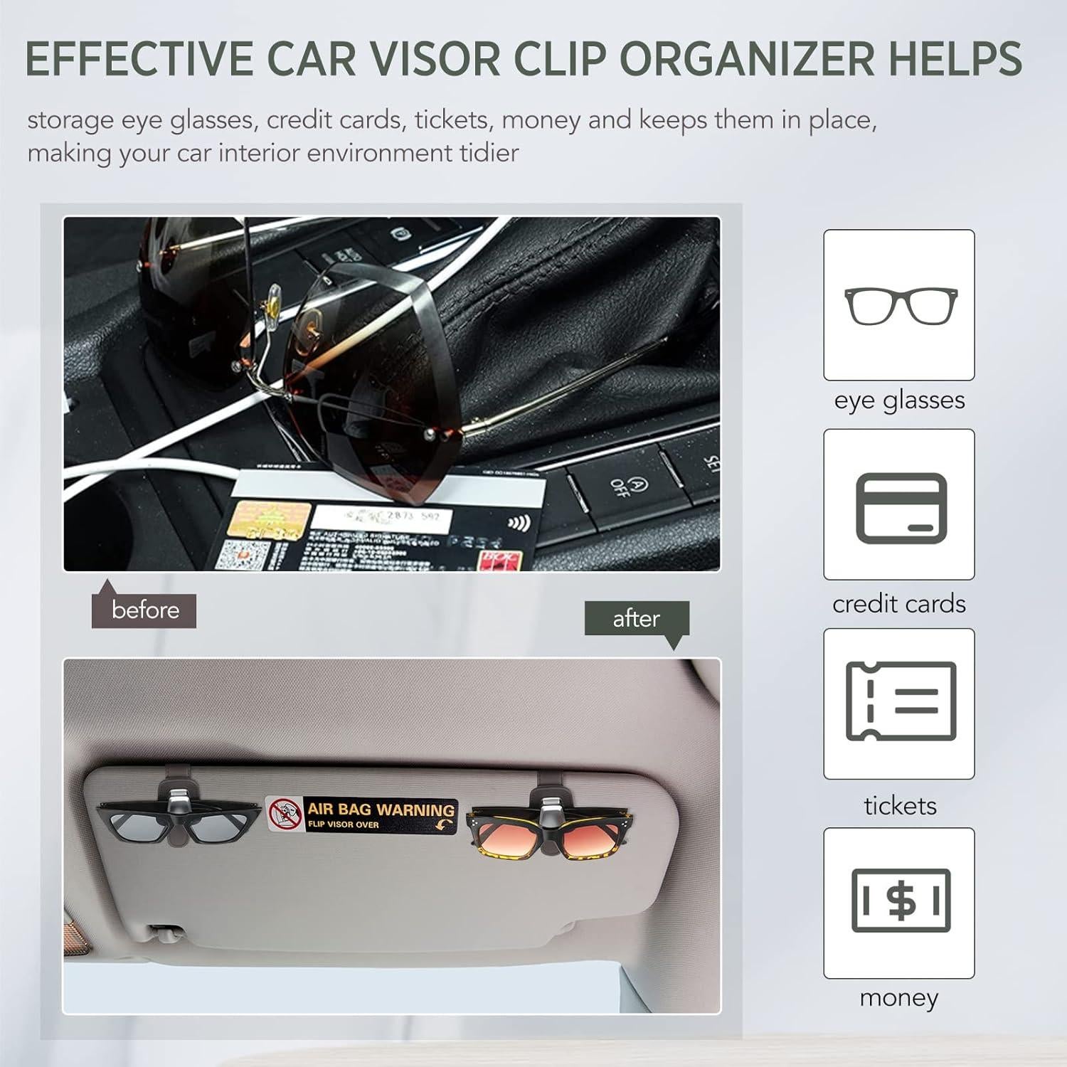 Soporte de Gafas Mudder para Coche Clip Visera Café