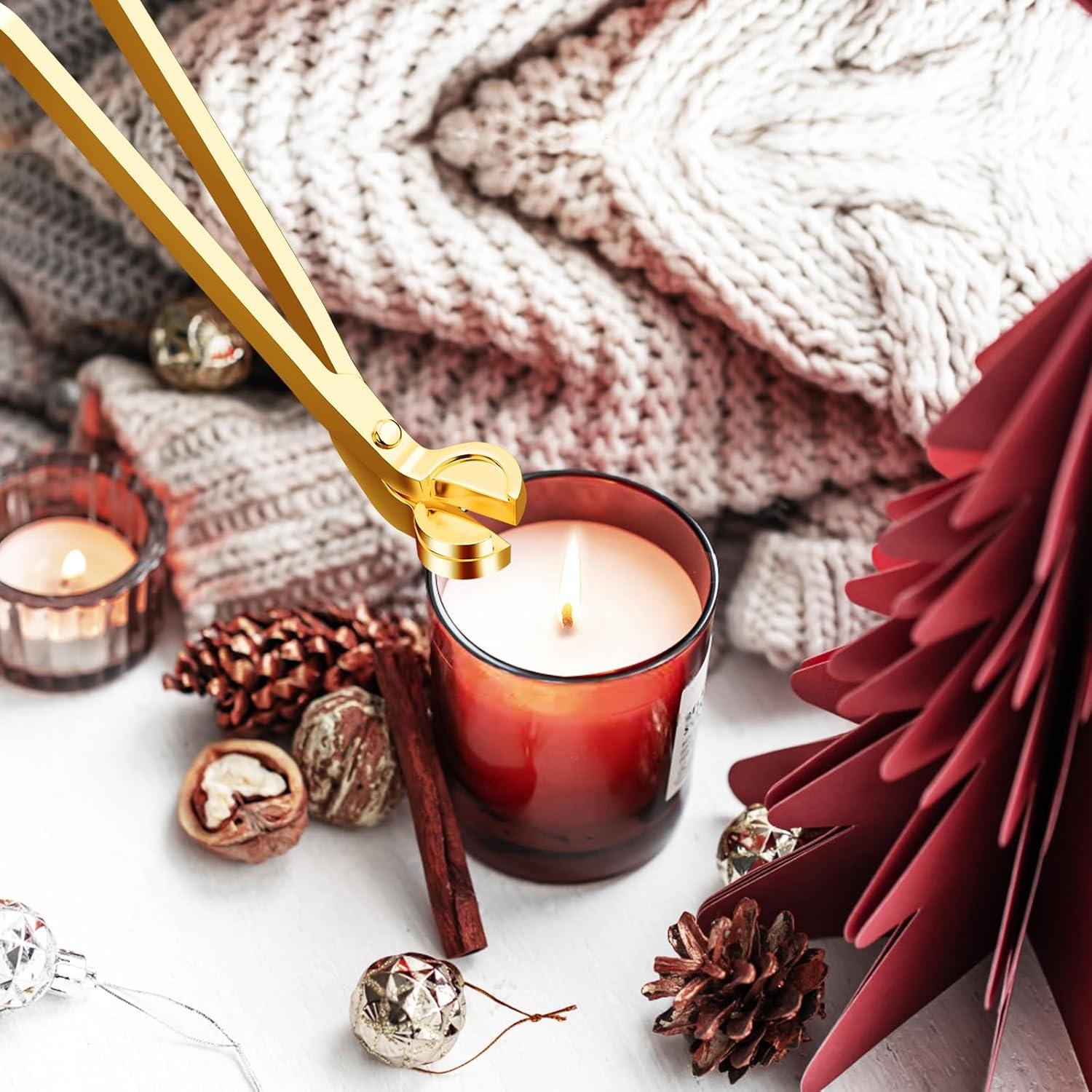 Kit de Cuidado de Velas Calary 3 en 1 - Cortador, Apagador y Sumerio Oro