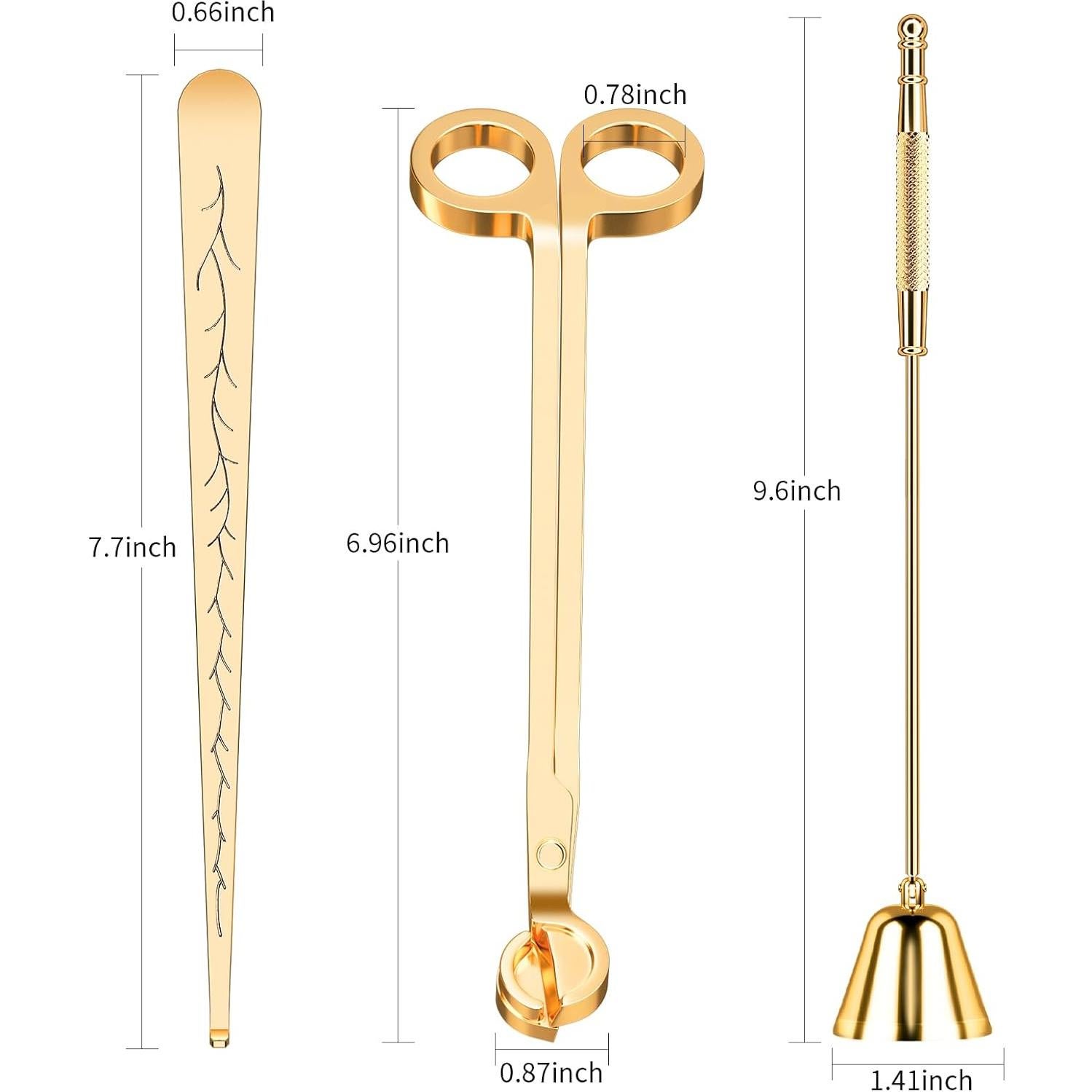 Kit de Cuidado de Velas Calary 3 en 1 - Cortador, Apagador y Sumerio Oro