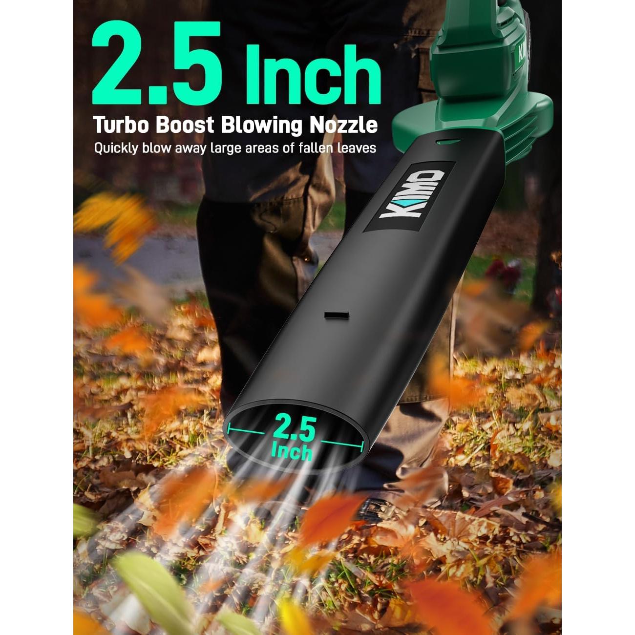 Soplador de Hojas KIMO Inalámbrico 2 Baterías 20000 RPM