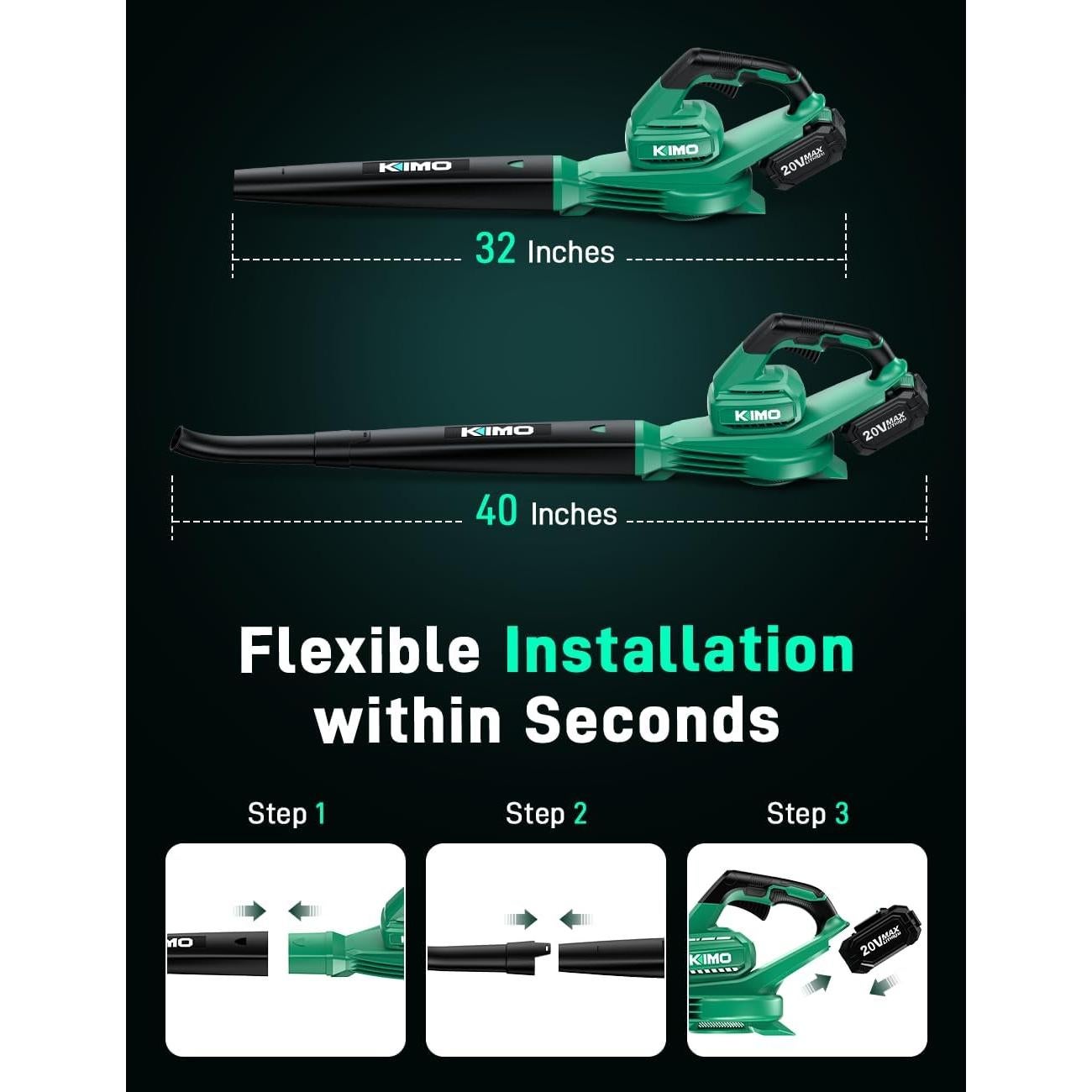 Soplador de Hojas KIMO Inalámbrico 2 Baterías 20000 RPM