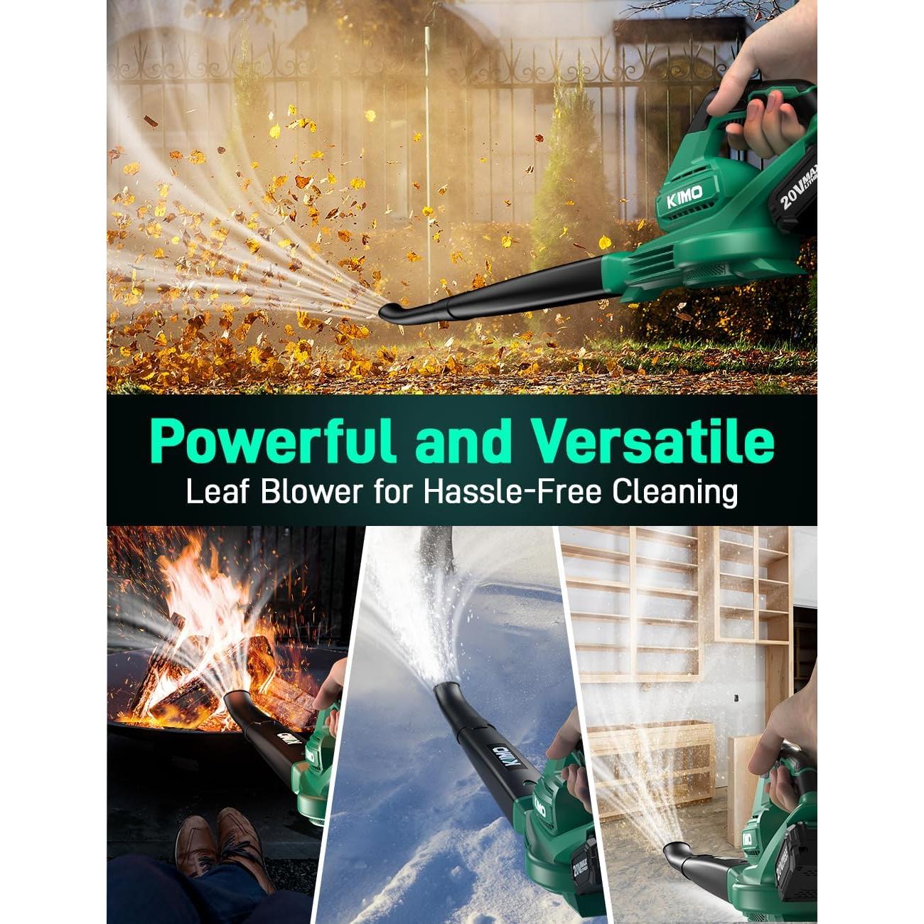 Soplador de Hojas KIMO Inalámbrico 2 Baterías 20000 RPM
