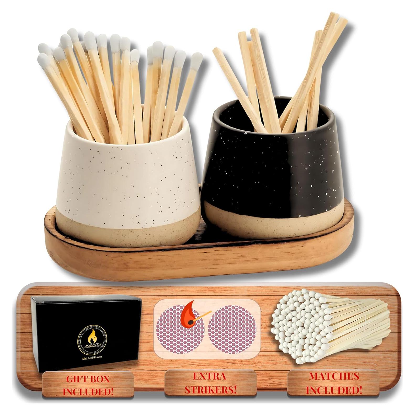 Set de Soporte de Cerámica para Fósforos MatchesUSA - 2 Piezas