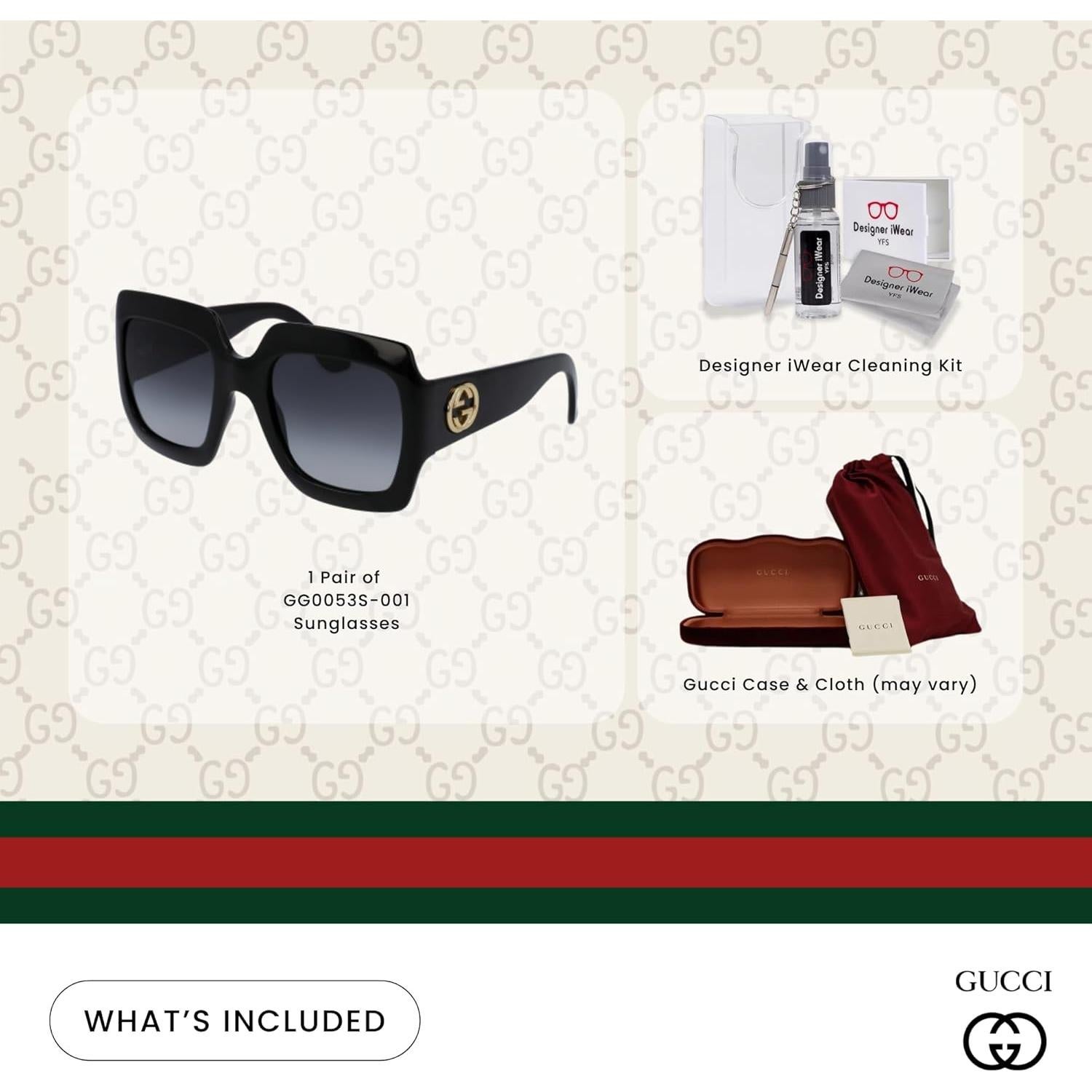 Gafas de Sol Gucci GG0053S Rectangulares con Kit de Cuidado