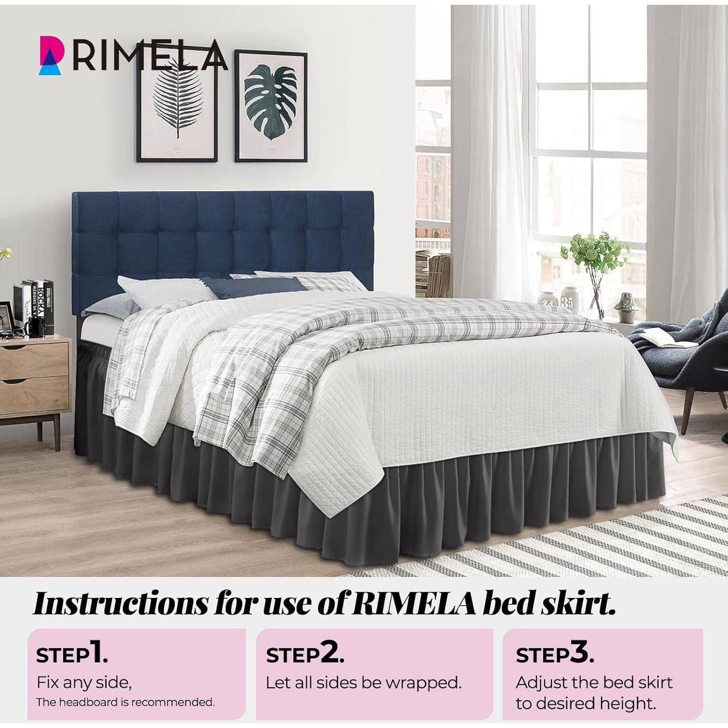 Funda de Cama King Gris Oscuro RIMELA con Falda Elástica 38 cm