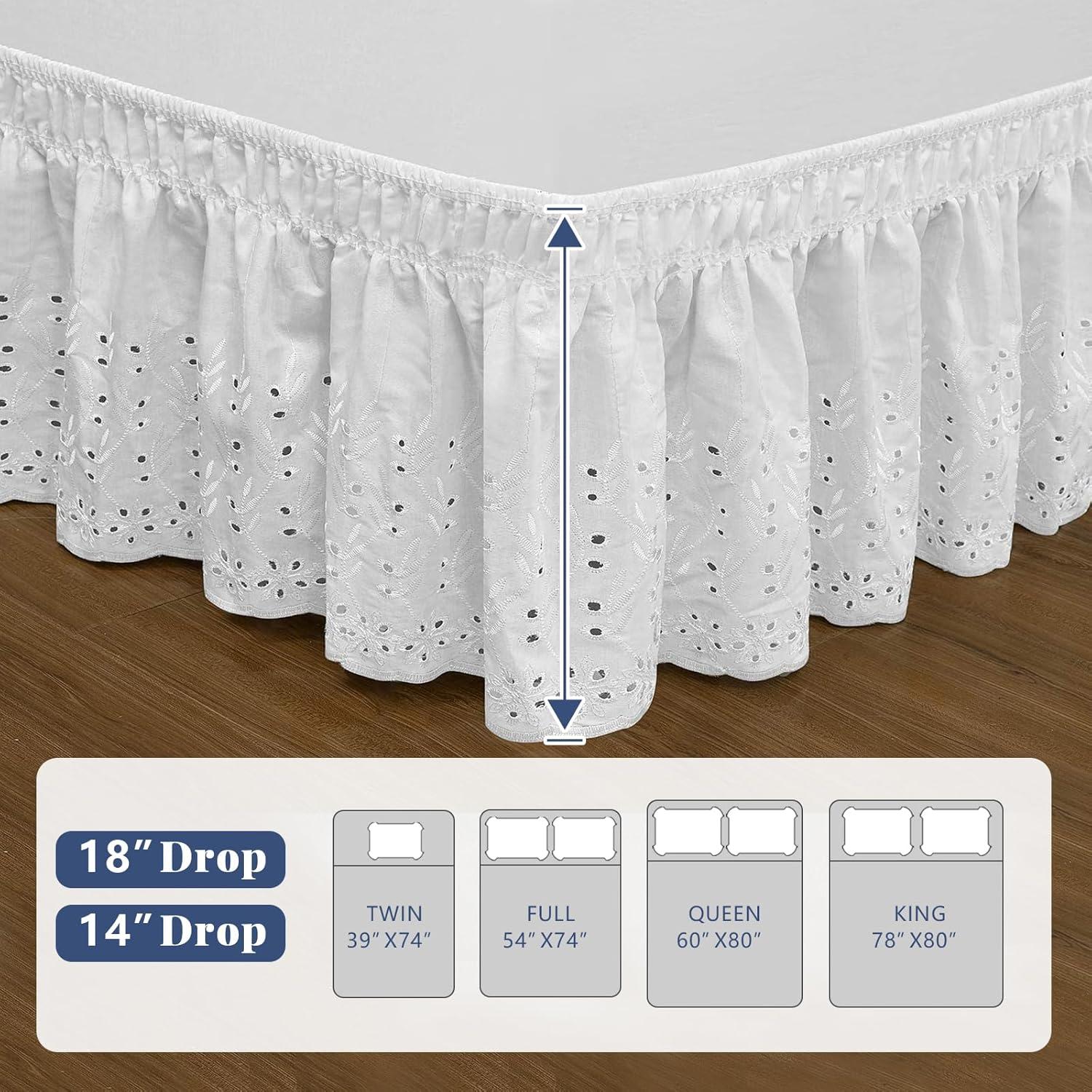 Funda de Cama Queen ANARACHON con Volantes y Bordados 35.56 cm