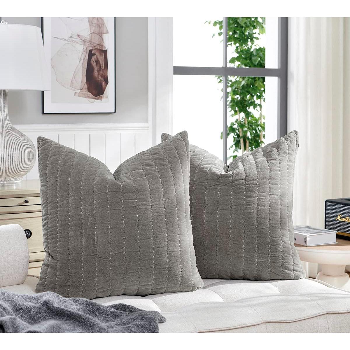 Funda de Almohada Euro COCOPLOCEUS 66x66 cm Set de 2 Gris