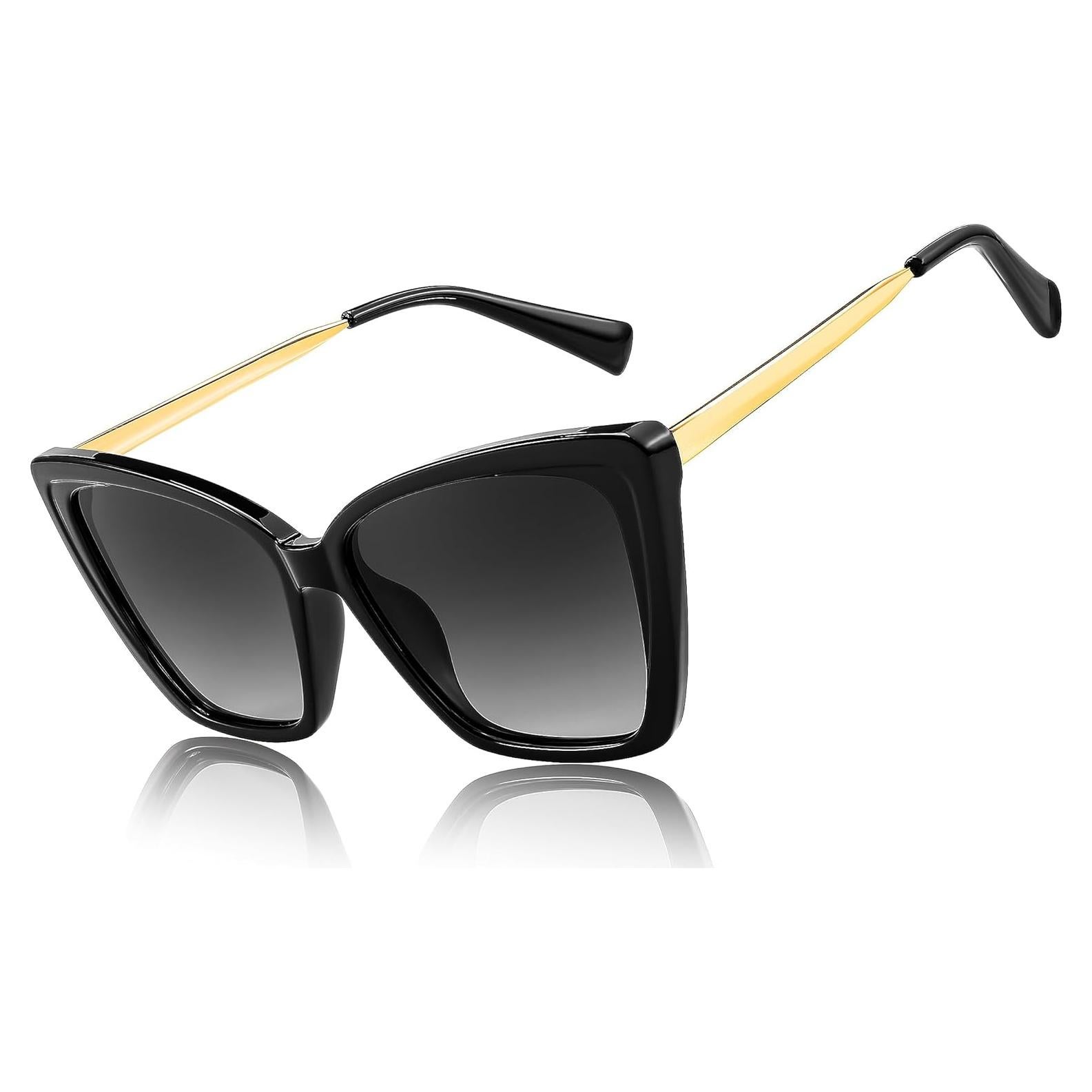 Gafas de Sol Polarizadas FEISEDY Gato Ojo para Mujeres - Negro
