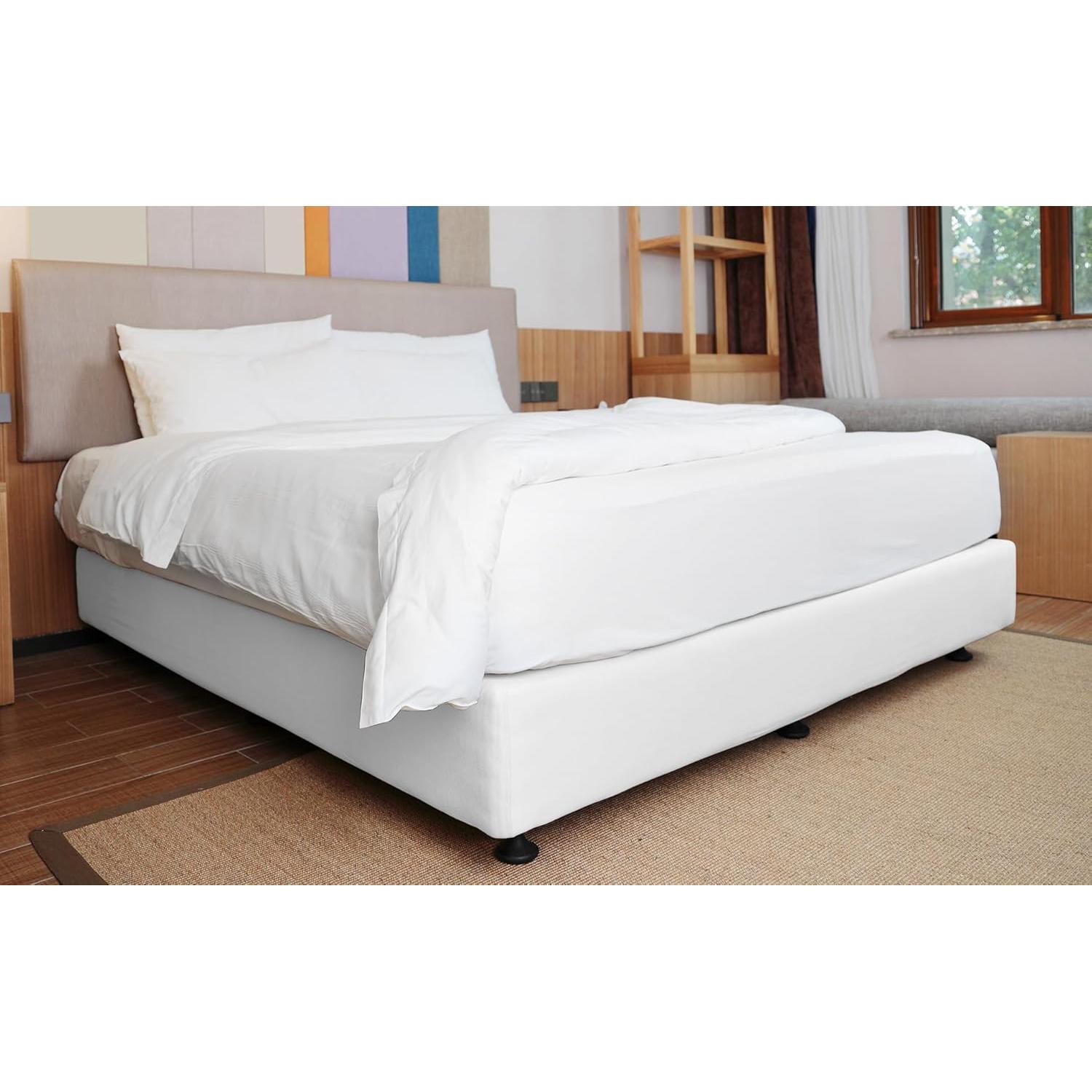 Funda de Box Spring Queen ALYVIA SPRING Microfibra Ajustable Blanca