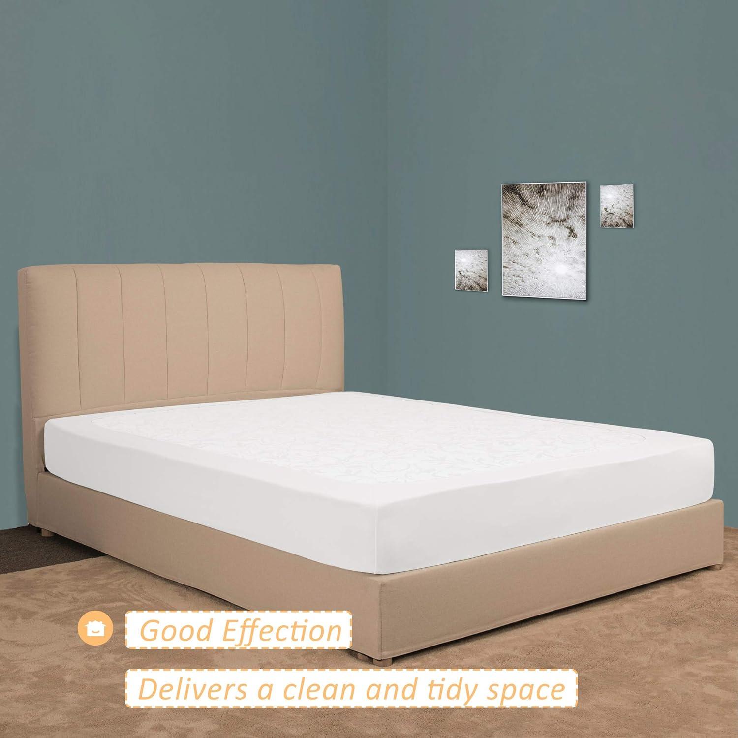 Cubierta de Caja de Resortes Reina Mrs Awesome Microfibra Blanca