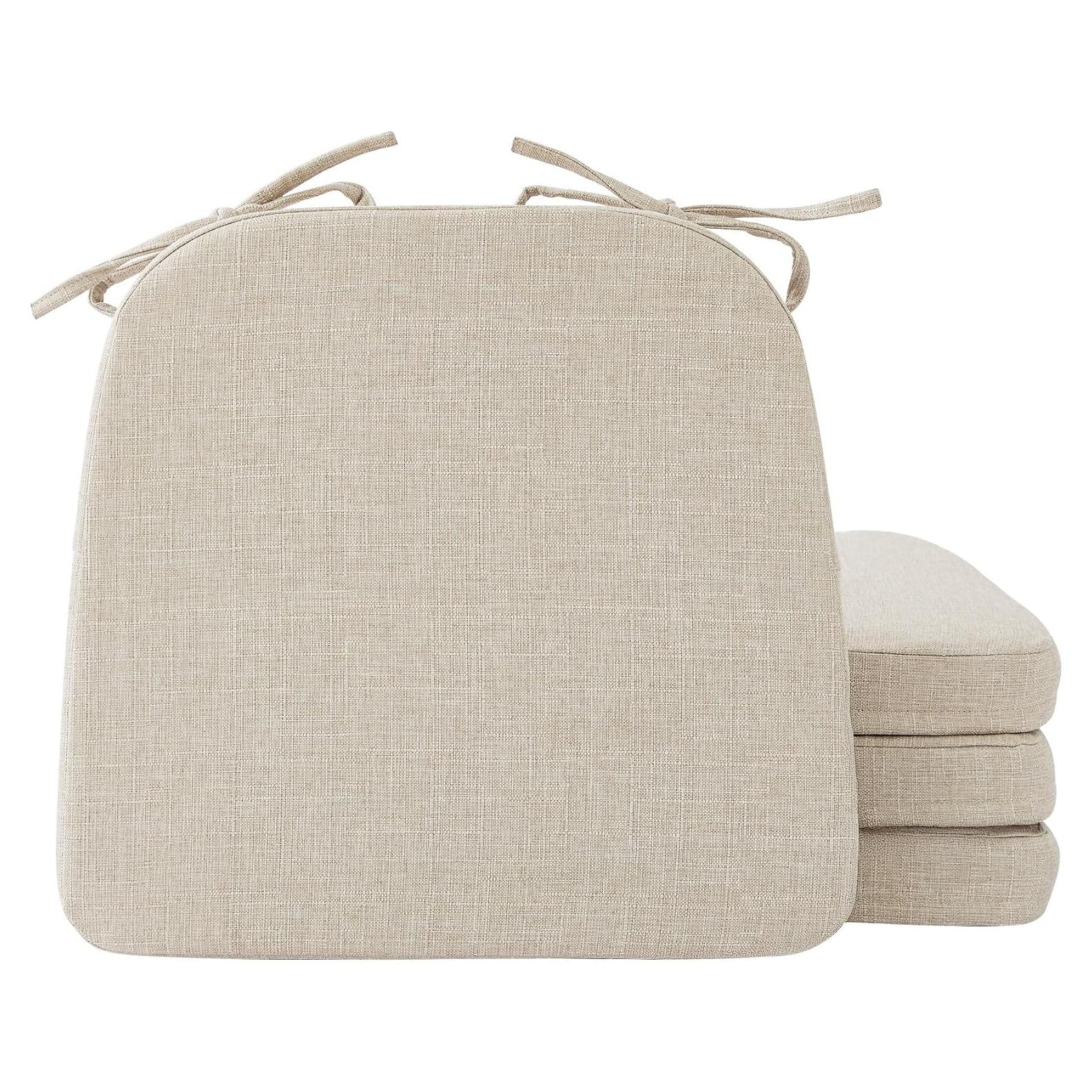 Cojines de Asiento Ruqmuis 43x41 cm, 4 Pzas, Beige, Antideslizante
