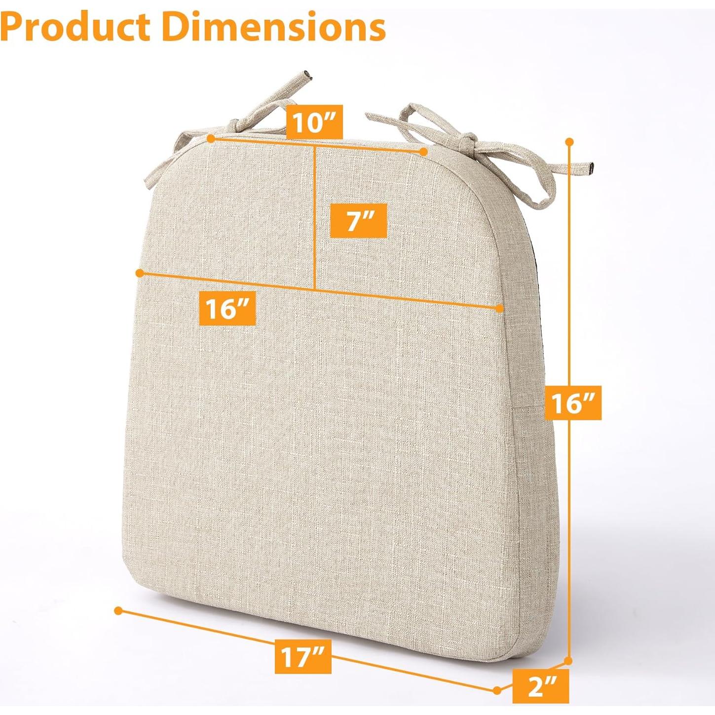 Cojines de Asiento Ruqmuis 43x41 cm, 4 Pzas, Beige, Antideslizante