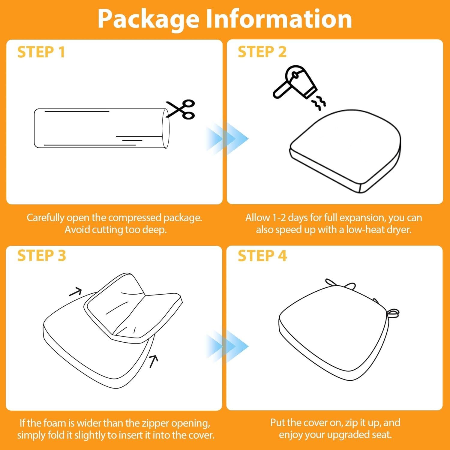 Cojines de Asiento Ruqmuis 43x41 cm, 4 Pzas, Beige, Antideslizante