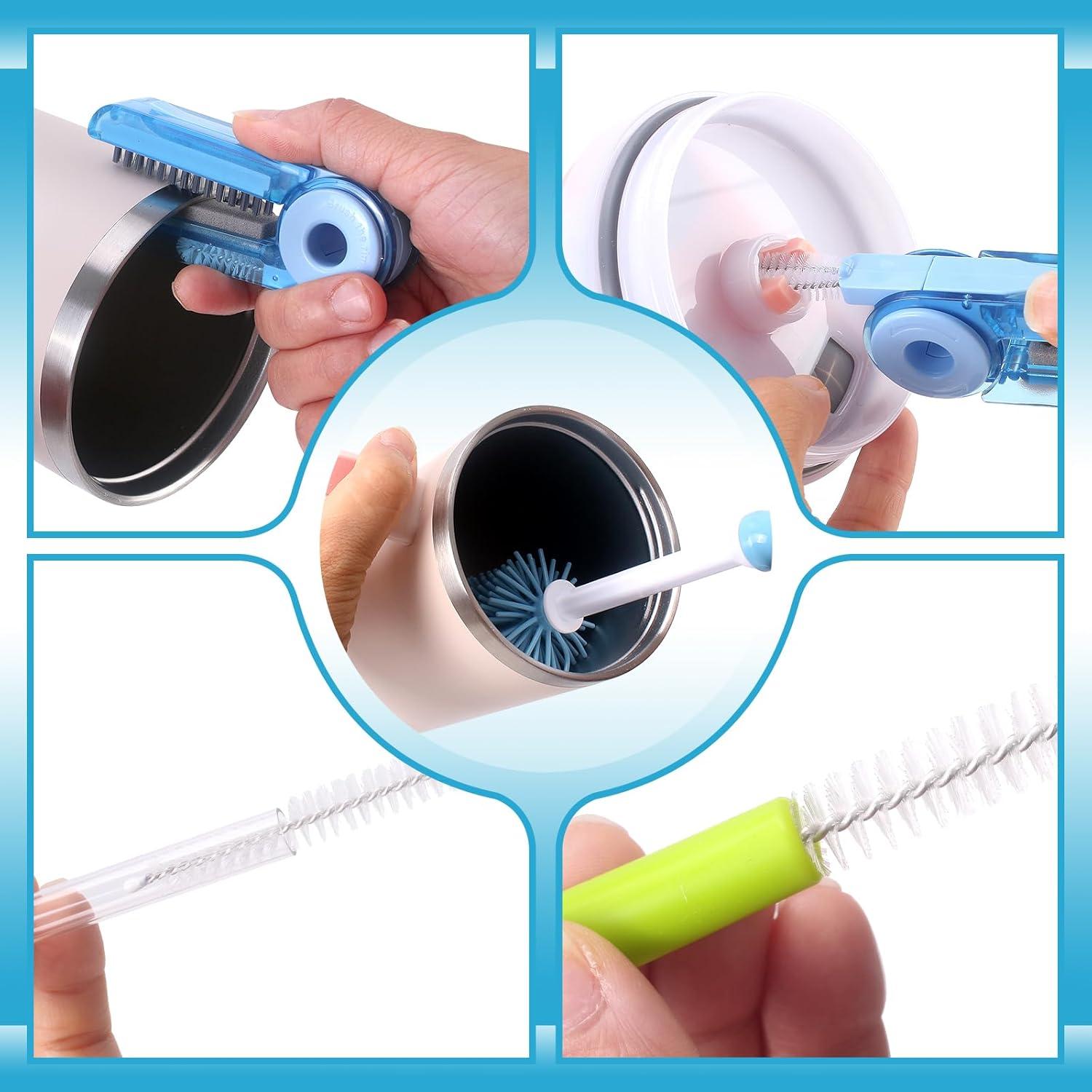 Kit de Limpieza de Tazas KEUYE 3 en 1 con Cepillos de Silicona