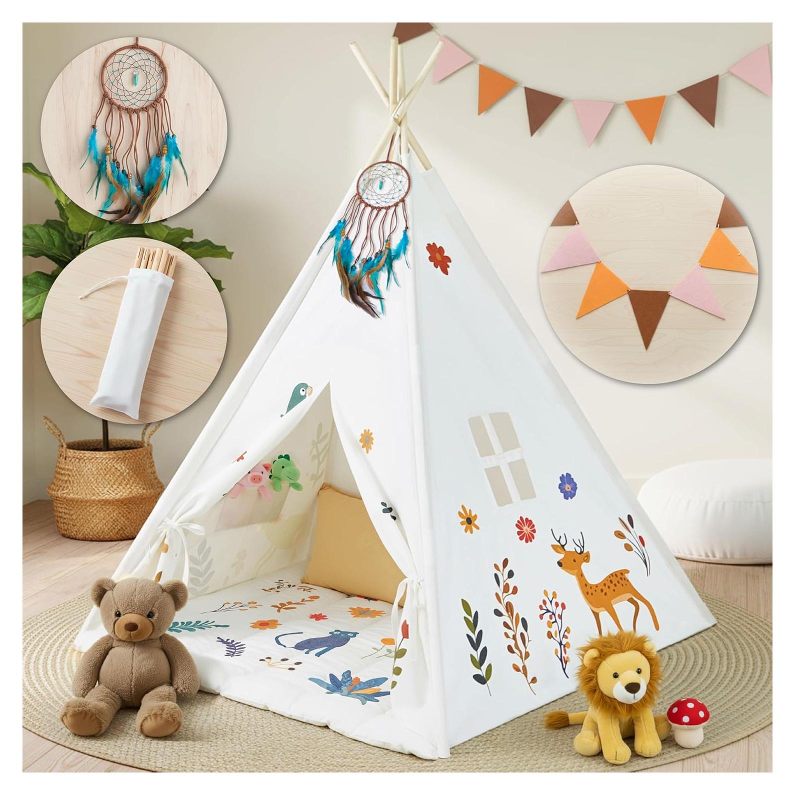 Tienda Teepee para Niños BUDDGO con Alfombra y Atrapa Sueños