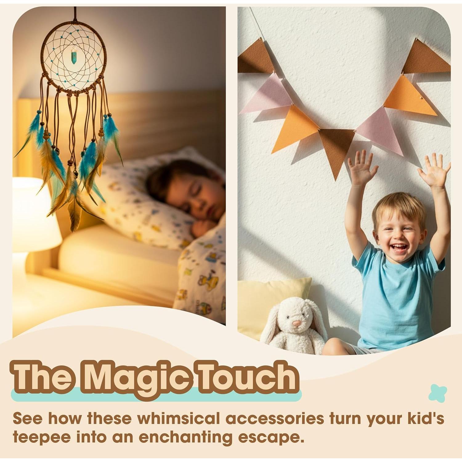 Tienda Teepee para Niños BUDDGO con Alfombra y Atrapa Sueños