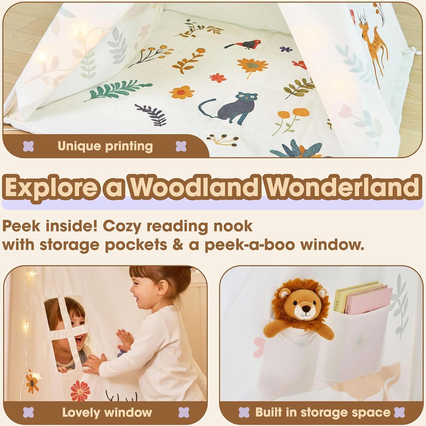 Tienda Teepee para Niños BUDDGO con Alfombra y Atrapa Sueños