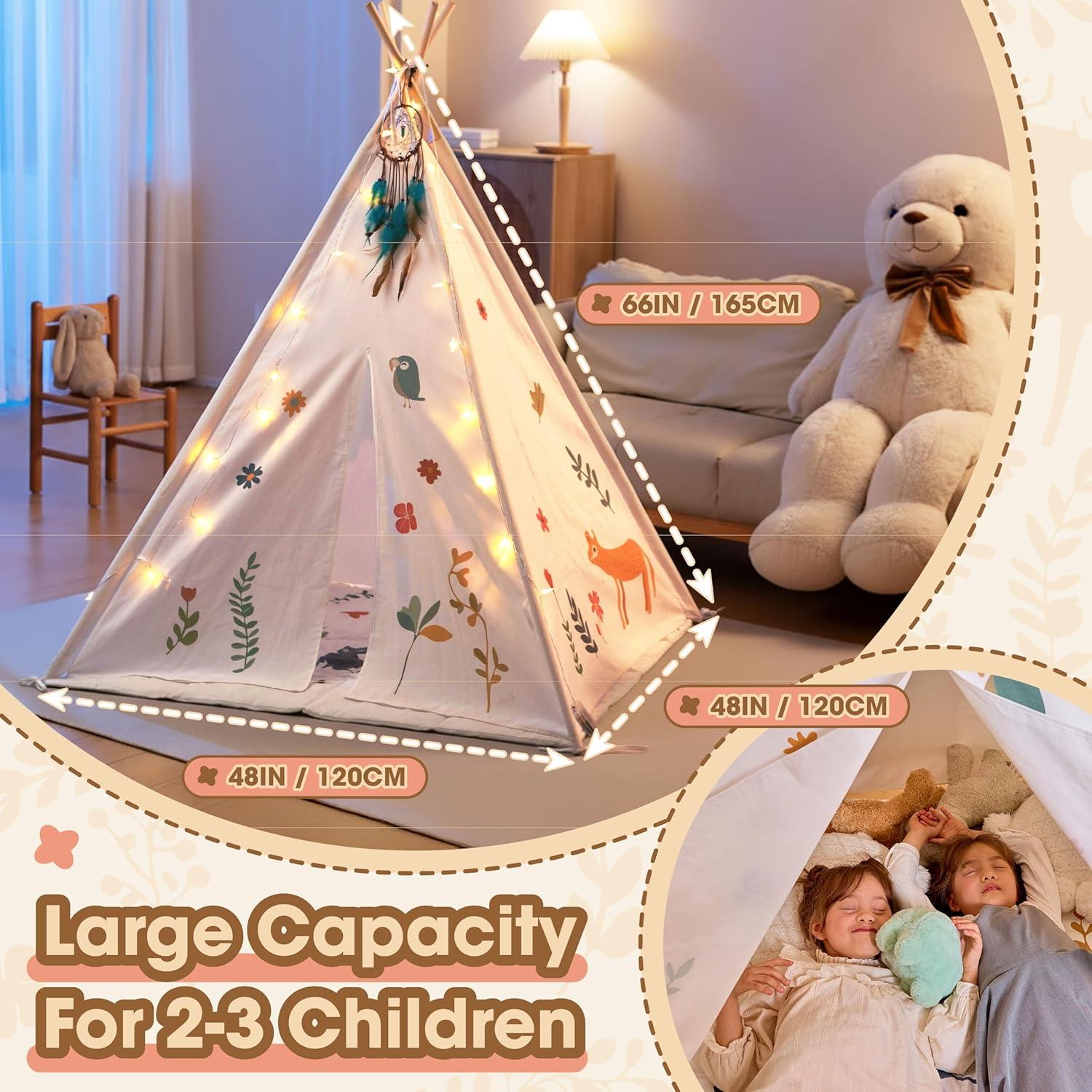 Tienda Teepee para Niños BUDDGO con Alfombra y Atrapa Sueños