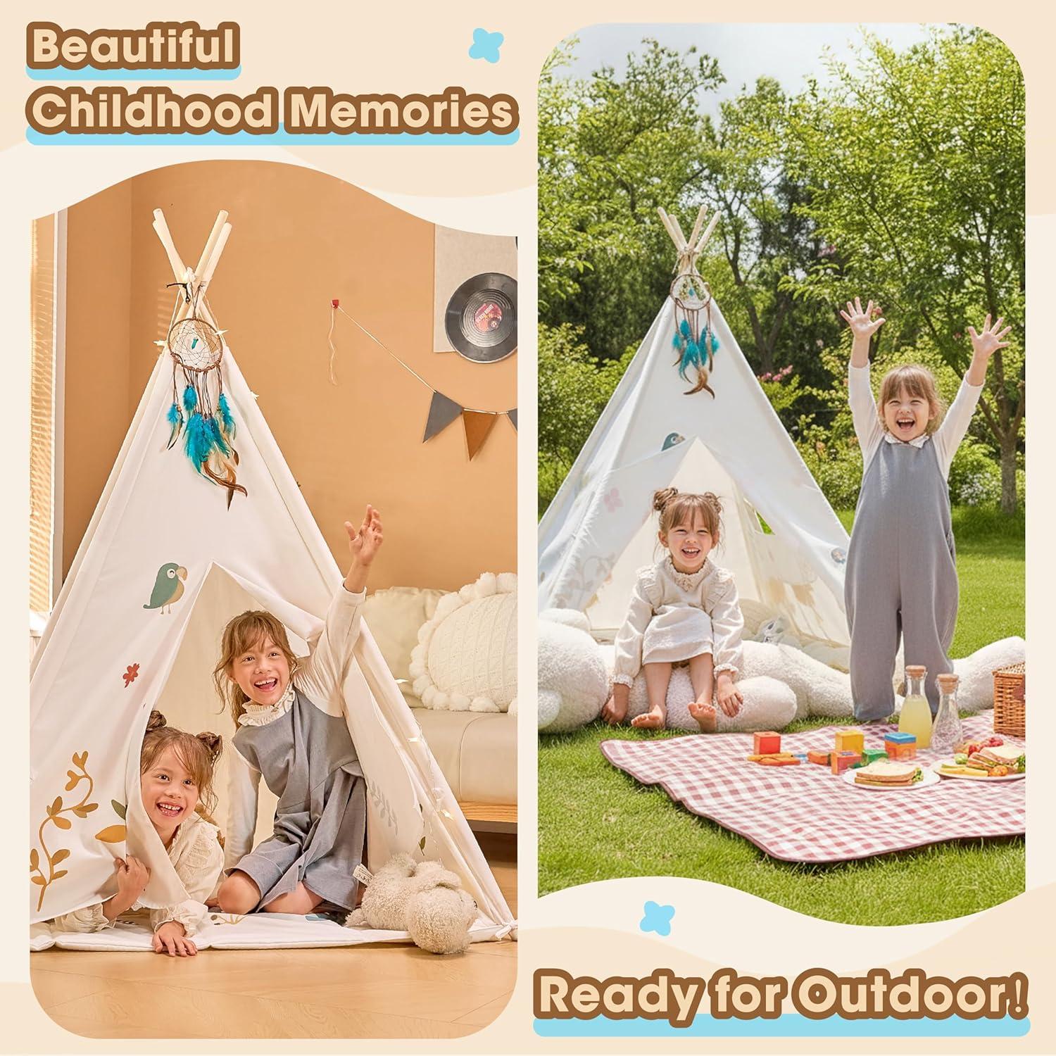 Tienda Teepee para Niños BUDDGO con Alfombra y Atrapa Sueños