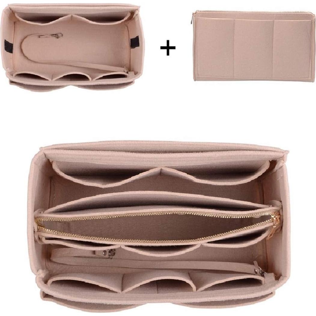 Organizador de Bolsa ZTUJO Mediano Beige con Cierre de Metal