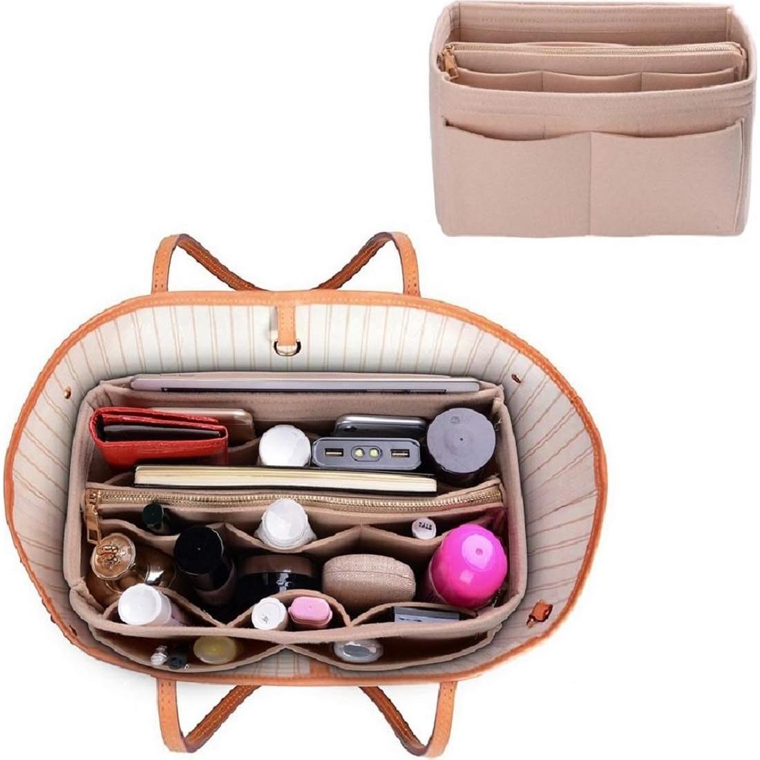 Organizador de Bolsa ZTUJO Mediano Beige con Cierre de Metal